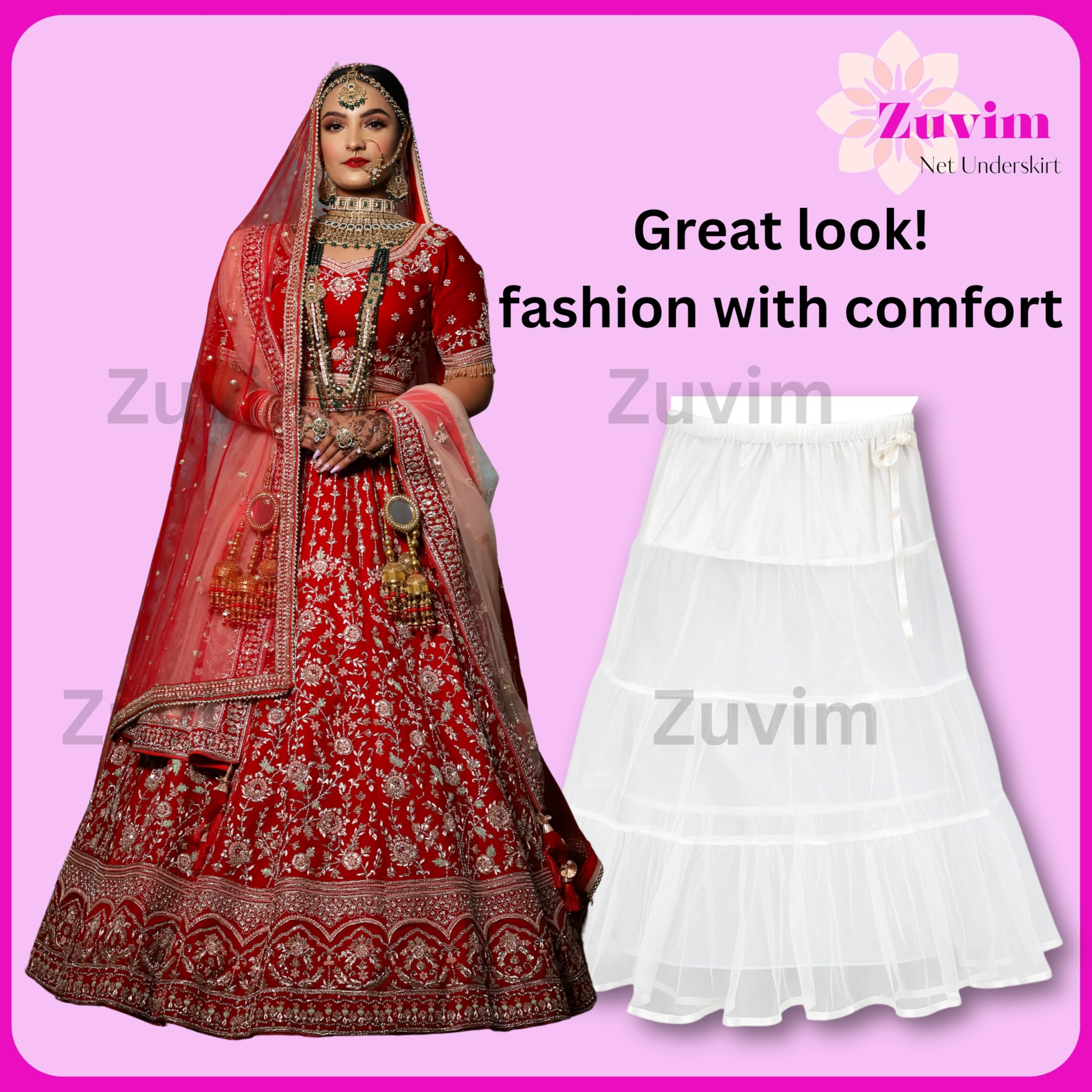 Zuvim Women's Cancan Underskirt for Lehenga - White - Image 5