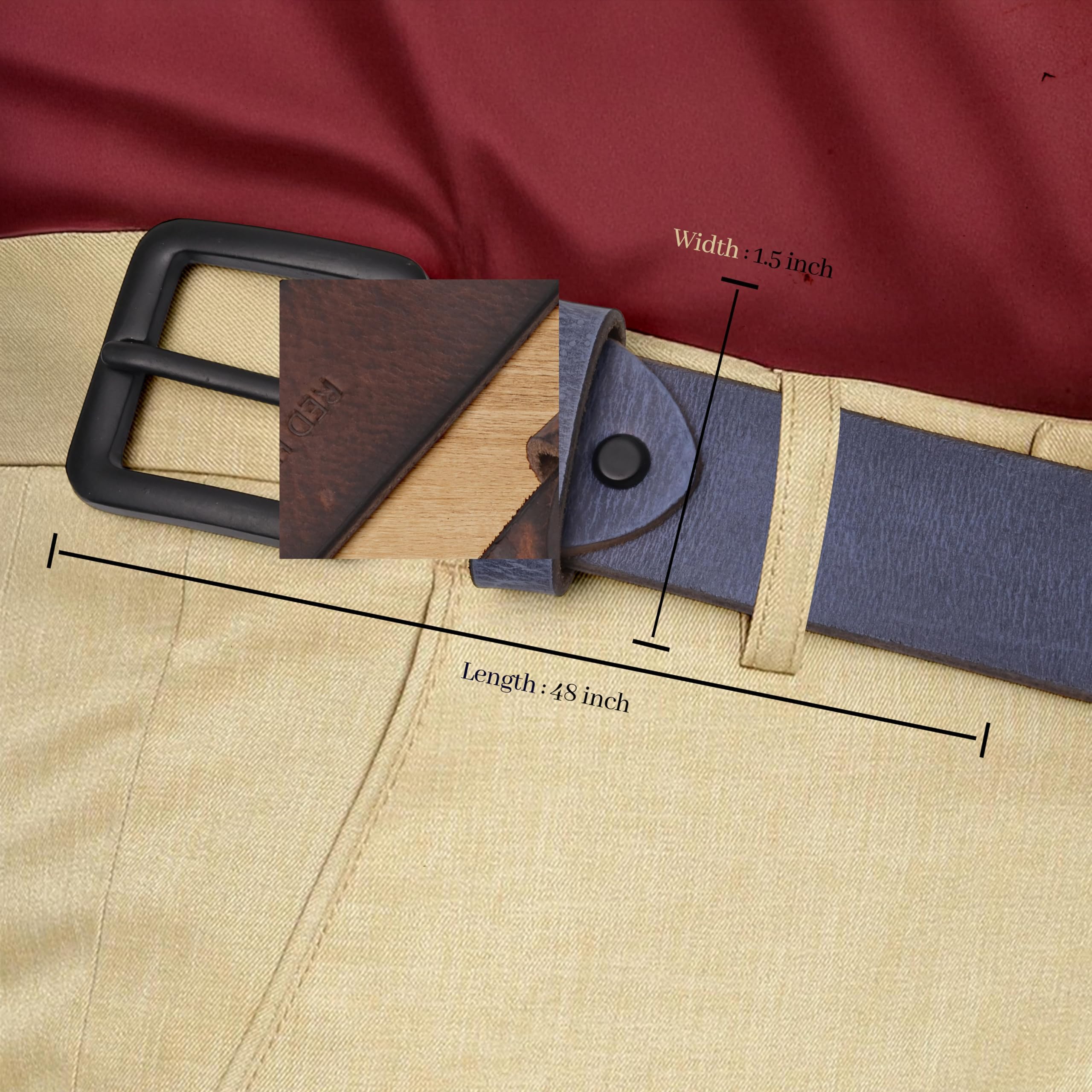 Red Harbour Genuine Leather Belt for Men - Red - Image 3