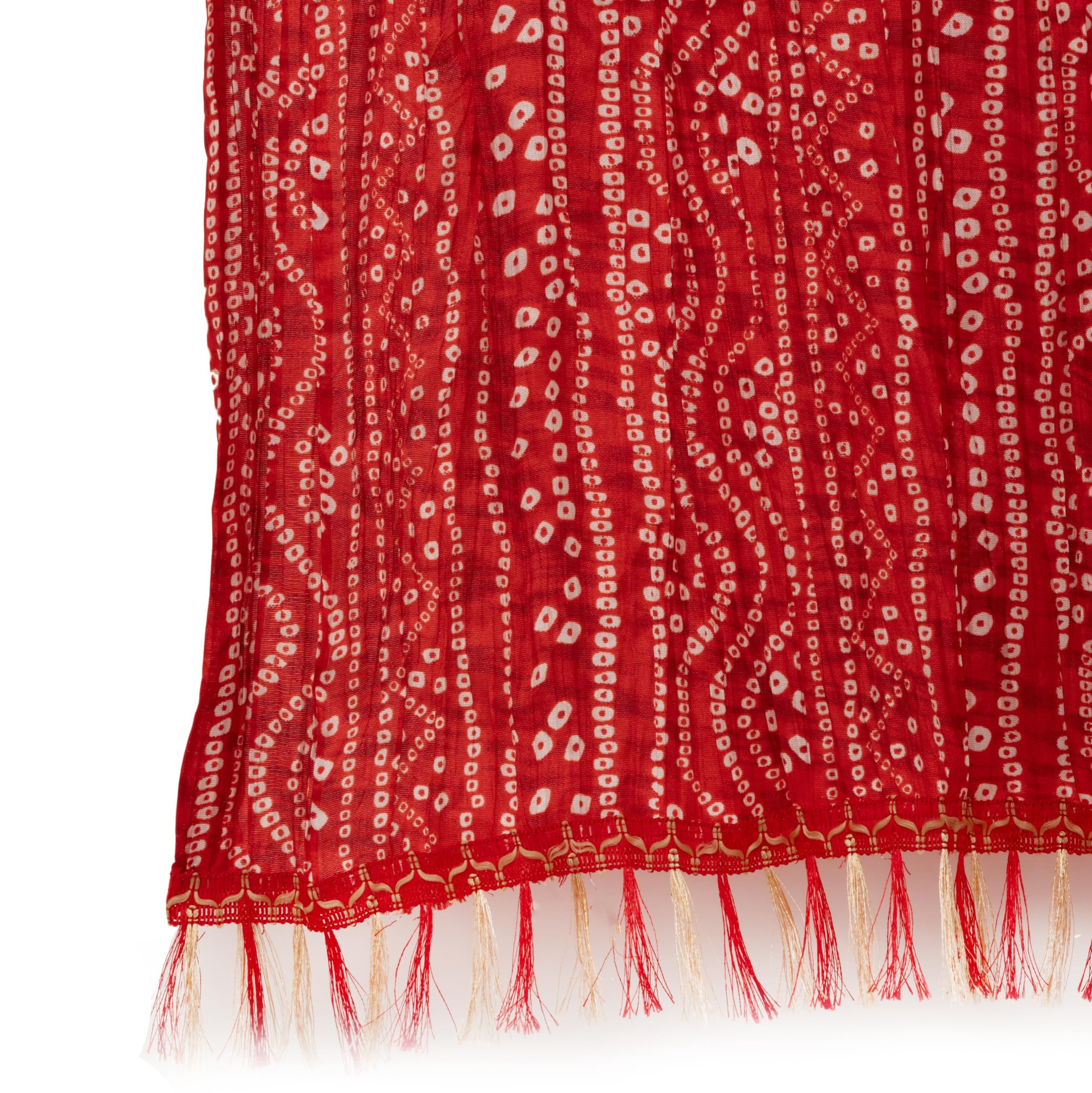 AKSHADEEP Women's Bandhani Print Dupatta - Red - Image 3