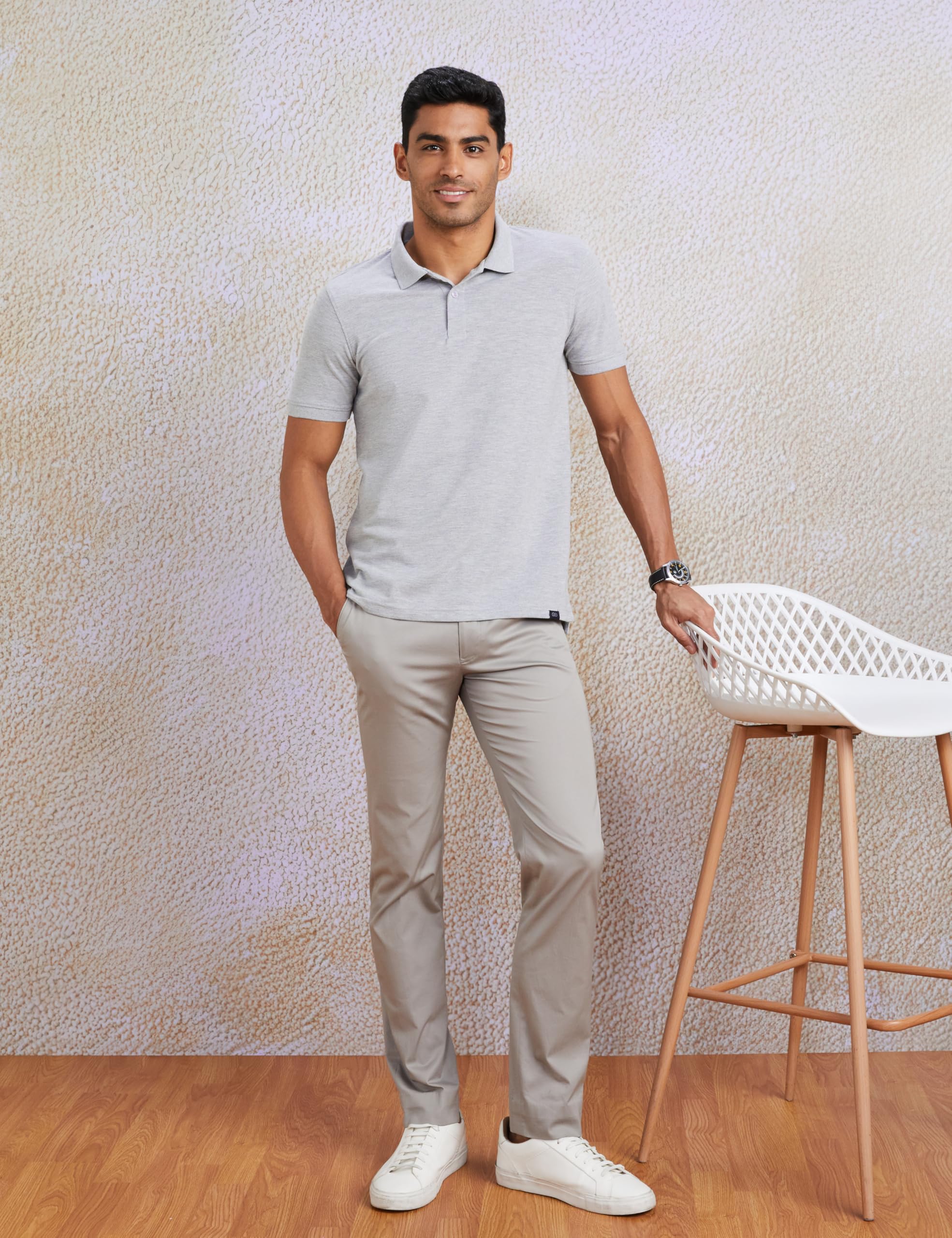 Symbol Polo Shirt for Men - Mid Grey Melange - Image 3