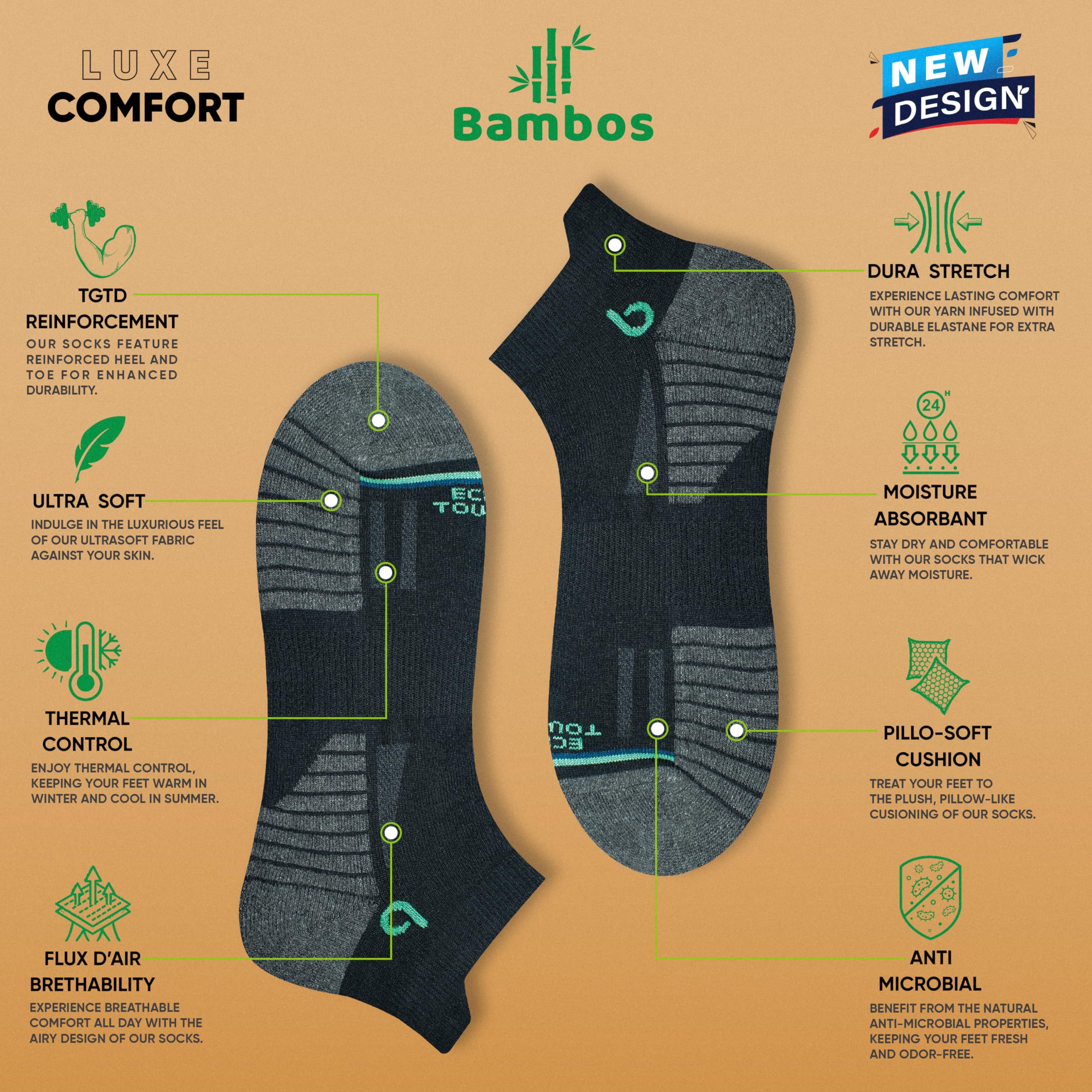 BAMBOS Bamboo Fibre Ankle Socks for Men - Image 2