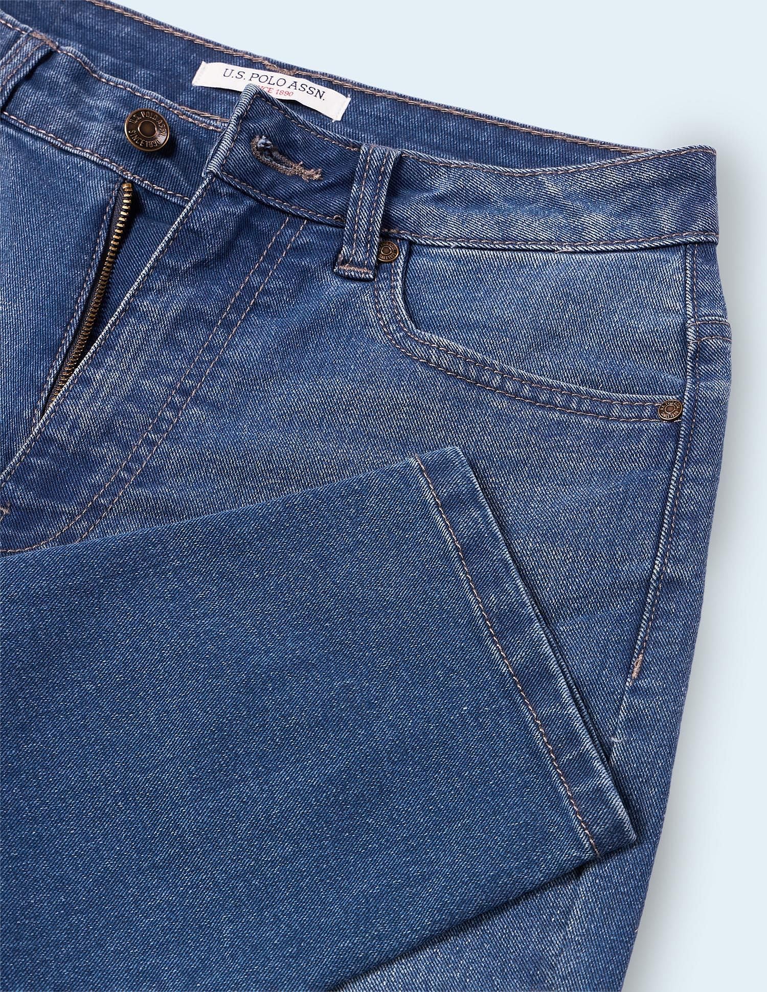 U. S. POLO ASSN. Women's Straight High Rise Jeans - Blue - Image 3