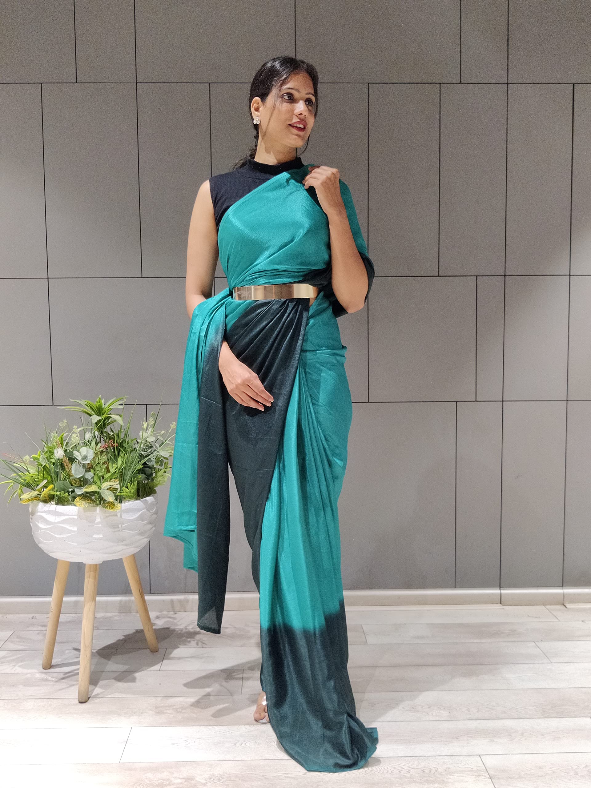 Sidhidata Chinon Saree with Unstitched Blouse - Image 4