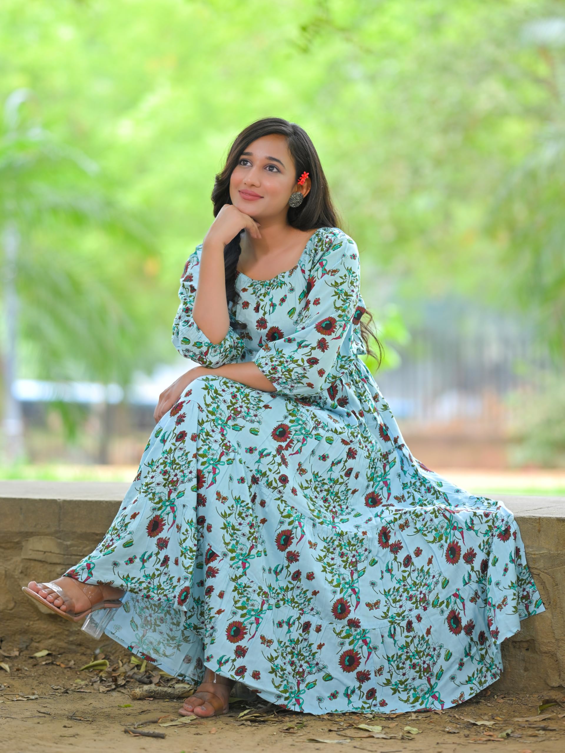 Yash Women Floral Printed Maxi Dress - Image 3