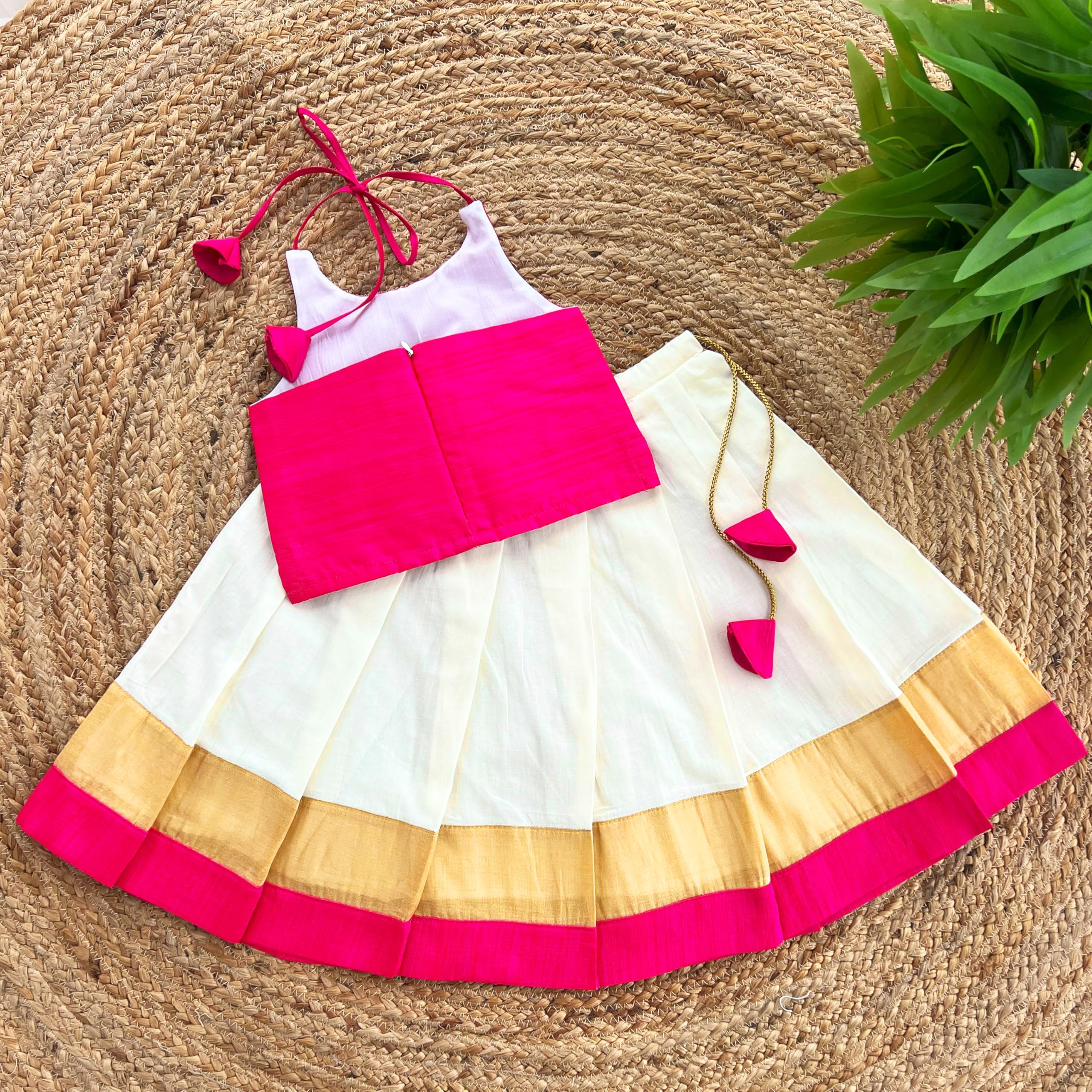 Stanwells Kids Lehenga Choli - Cream & Pink - Image 5
