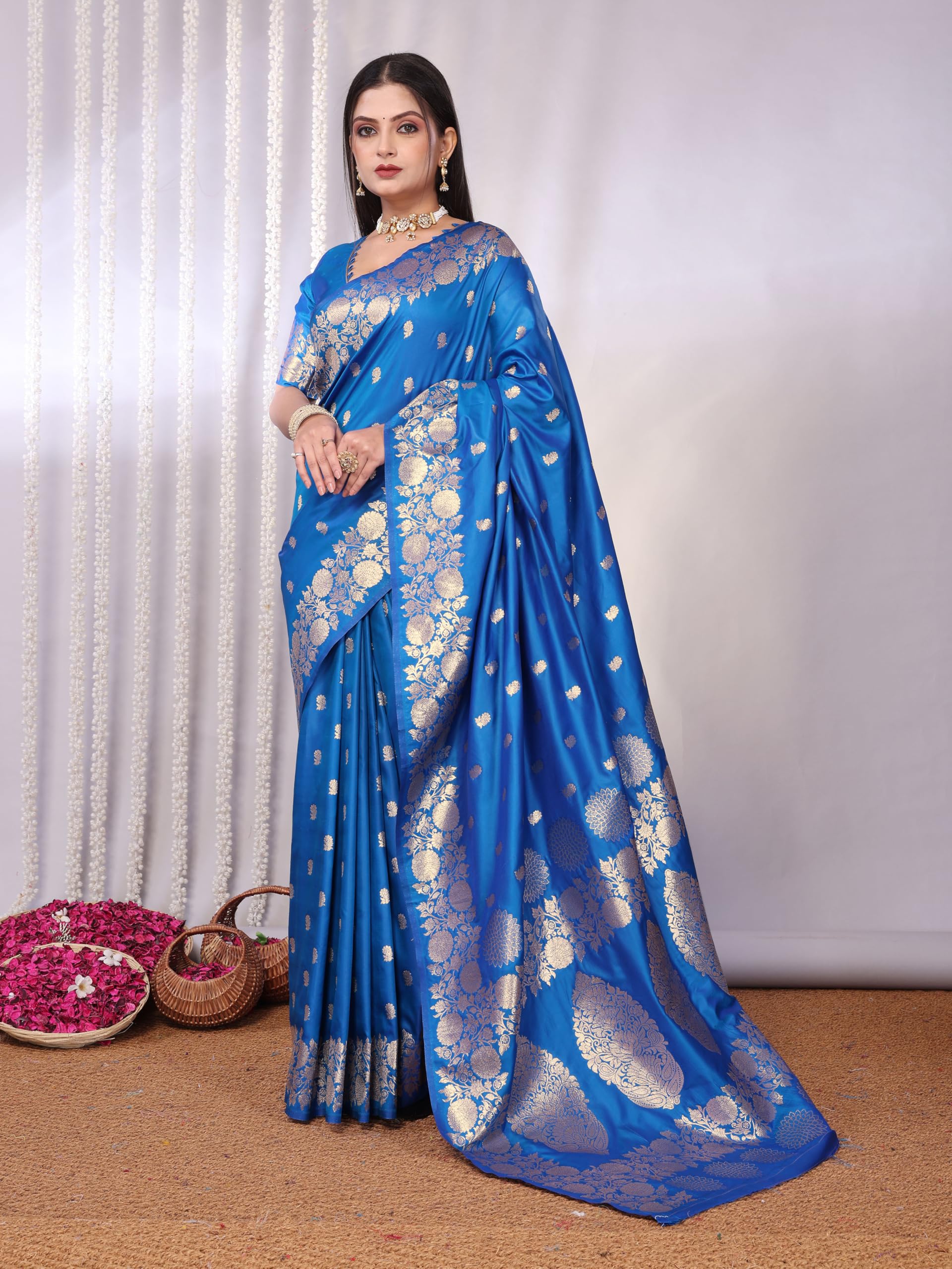 Firozy Kanjivaram Banarasi Silk Saree for Women - Image 2
