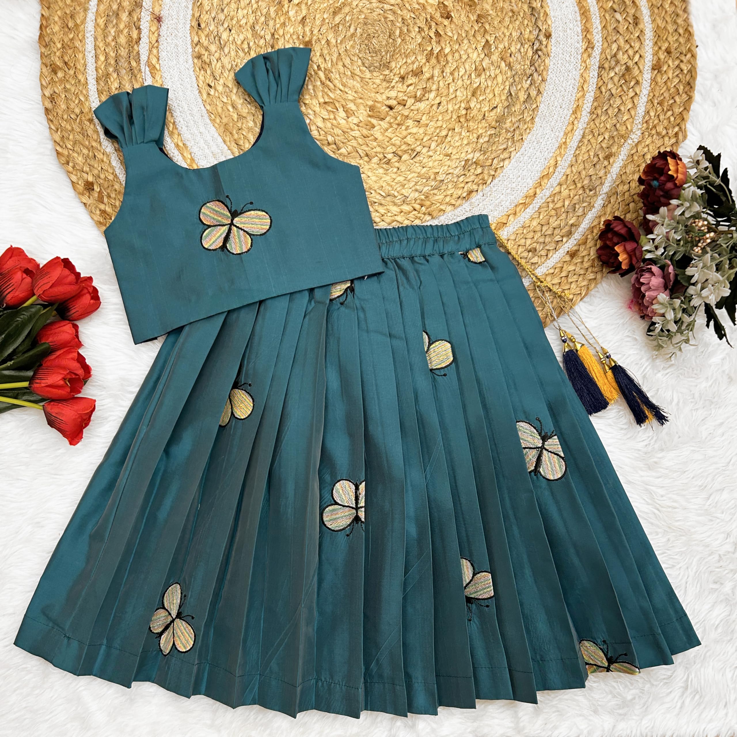 FELIZ Kids Embroidery Pattu Pavadai Silk Blend - Image 2