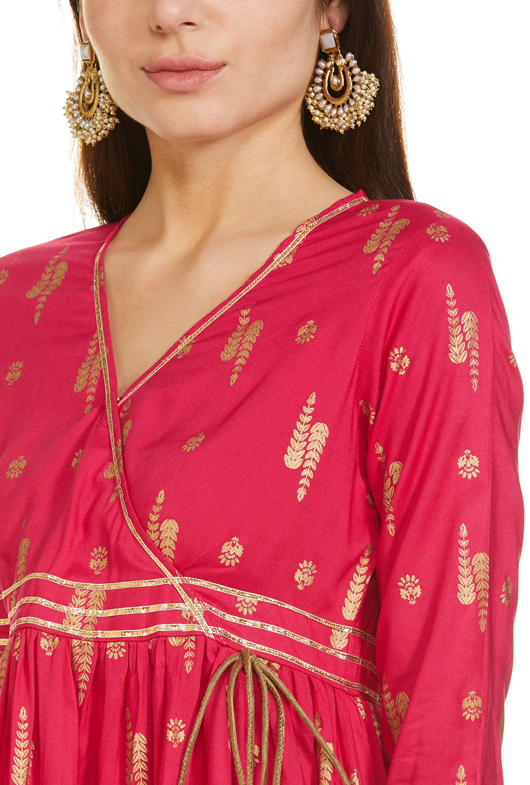 Tavasya Women's Rayon Kurti - Fuschia - Image 4