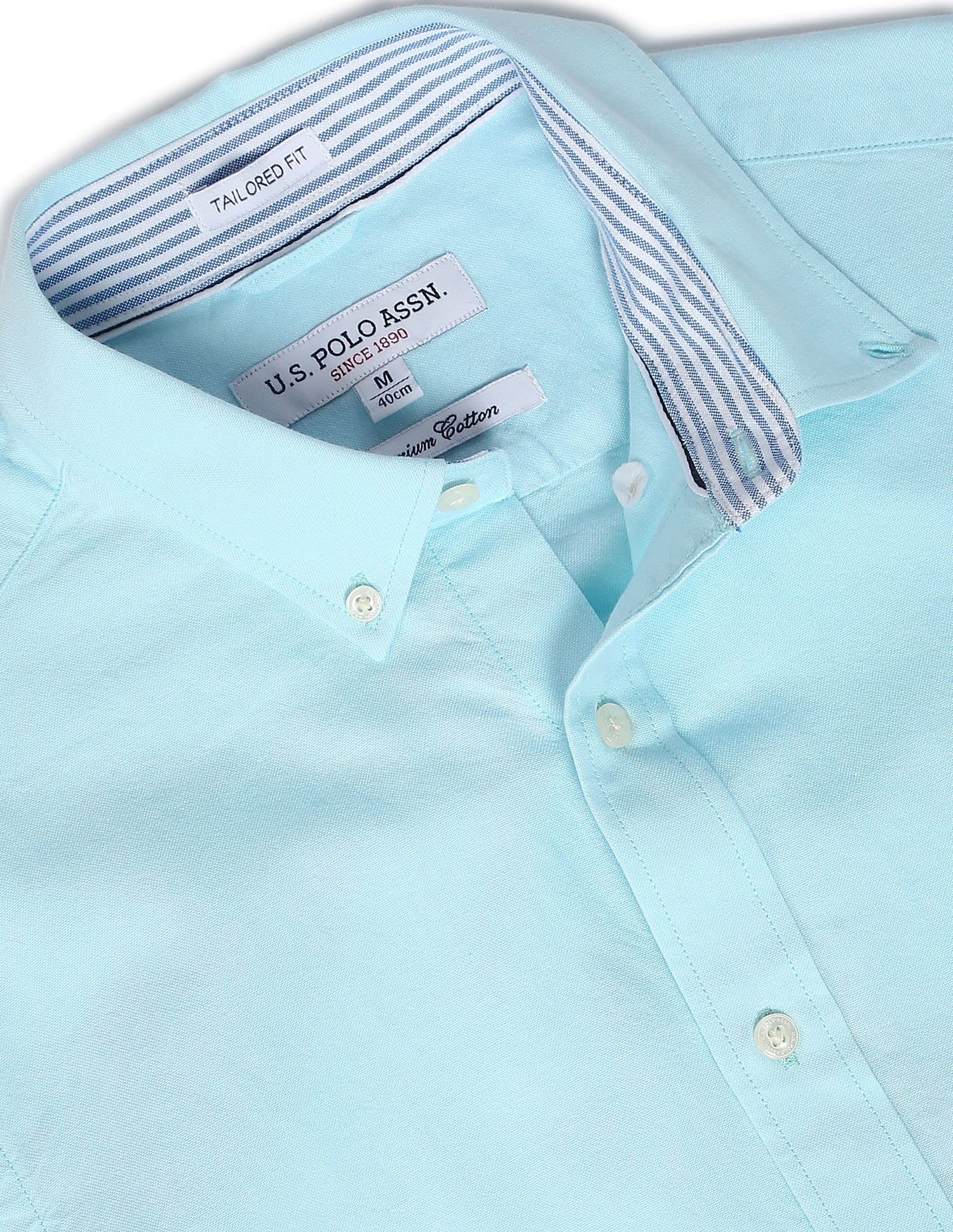 U. S. POLO ASSN. Men's Cotton Solid Polo Shirt - Aqua - Image 3