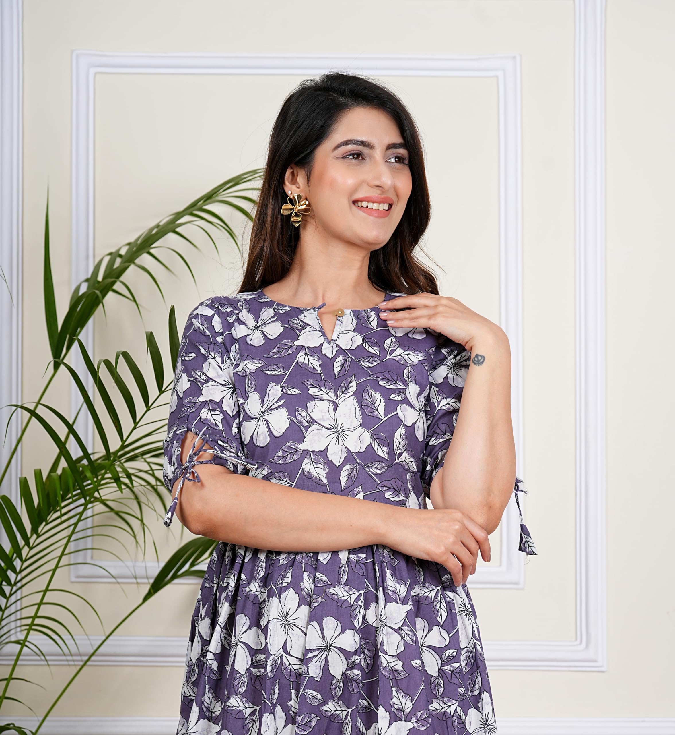 Morchadi Women's Anarkali Kurta - Grey - Image 5