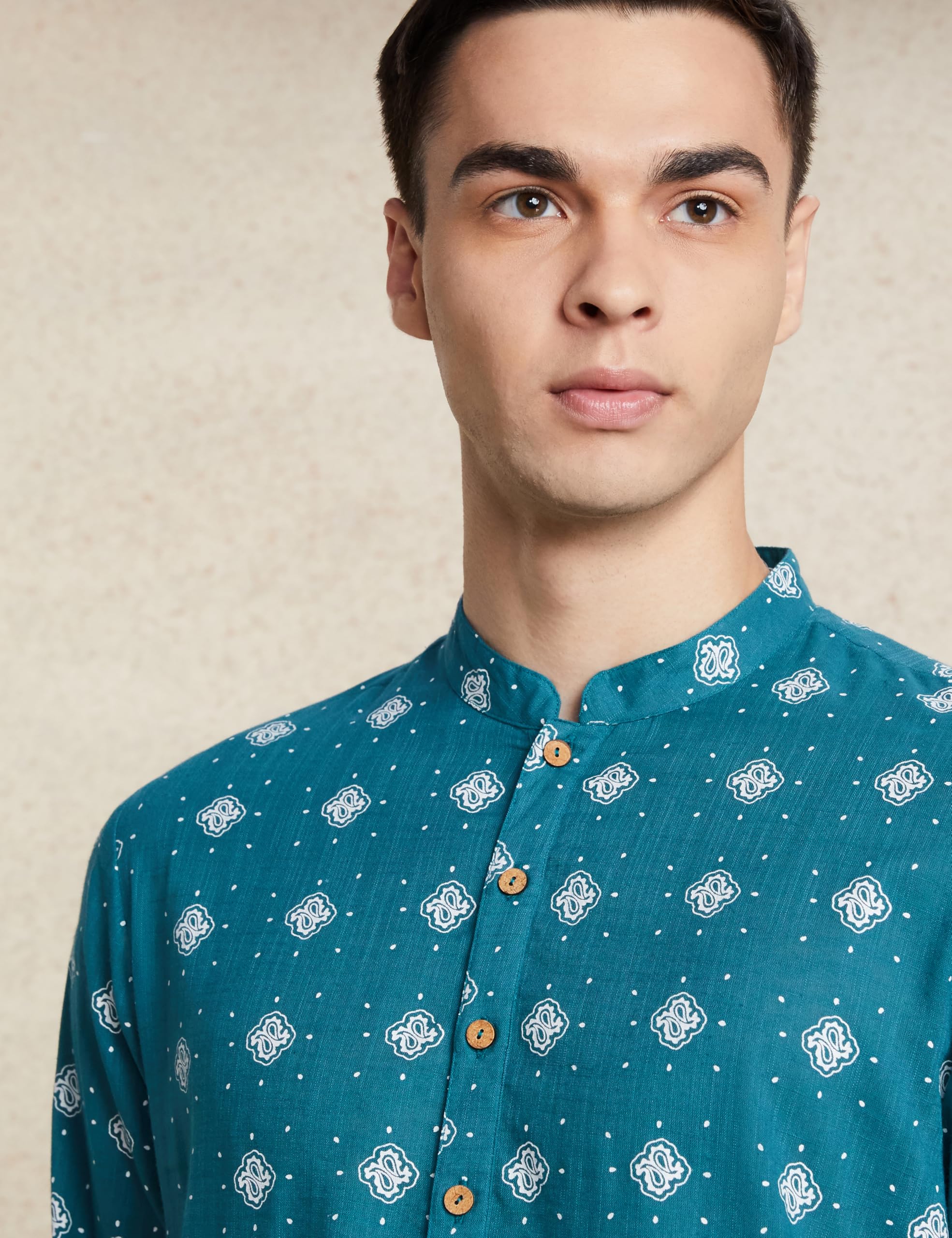 Symbol Men's Teal Cotton Kurta - Image 4