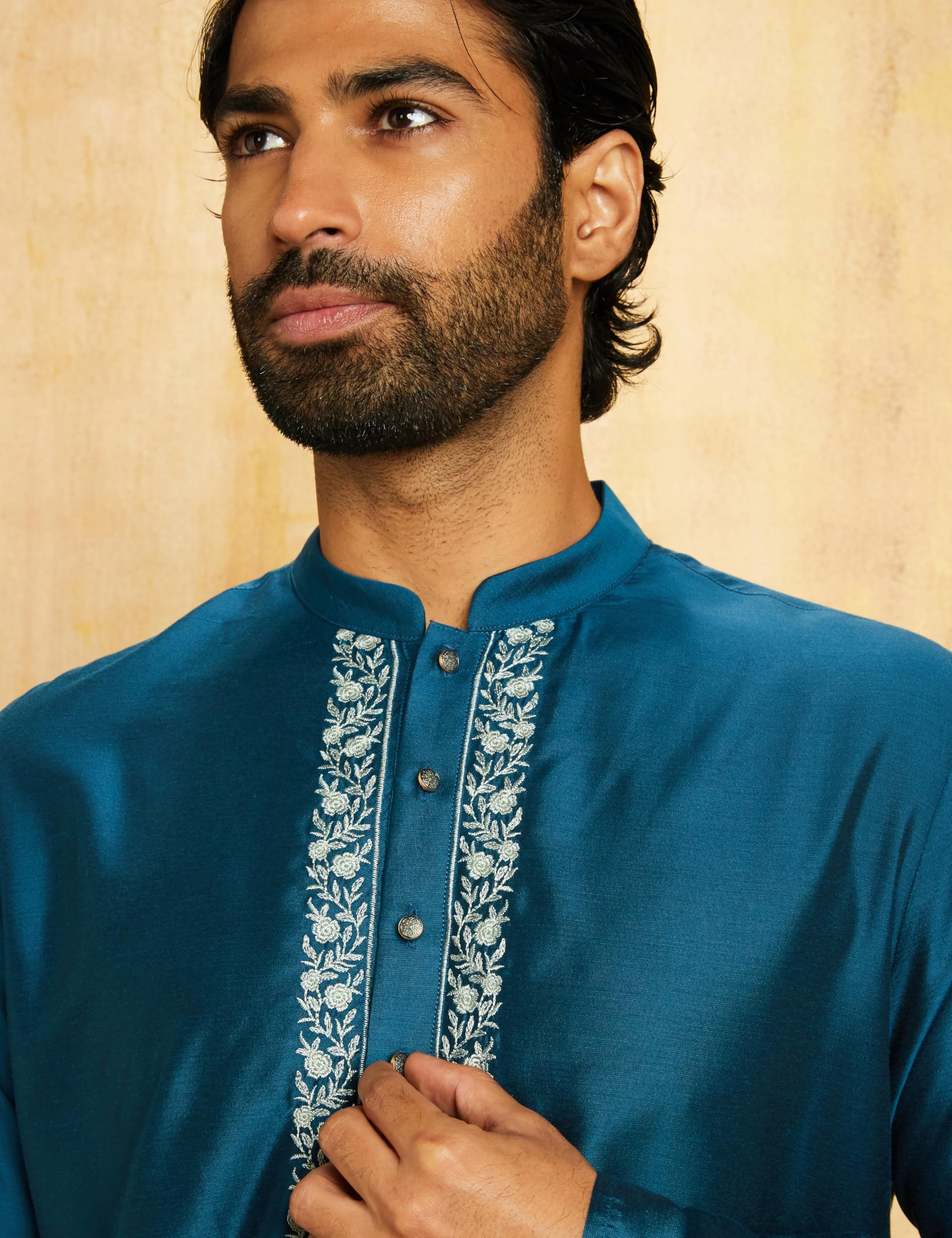 Kurta Navy Blue Festive Kurta for Men - Image 4