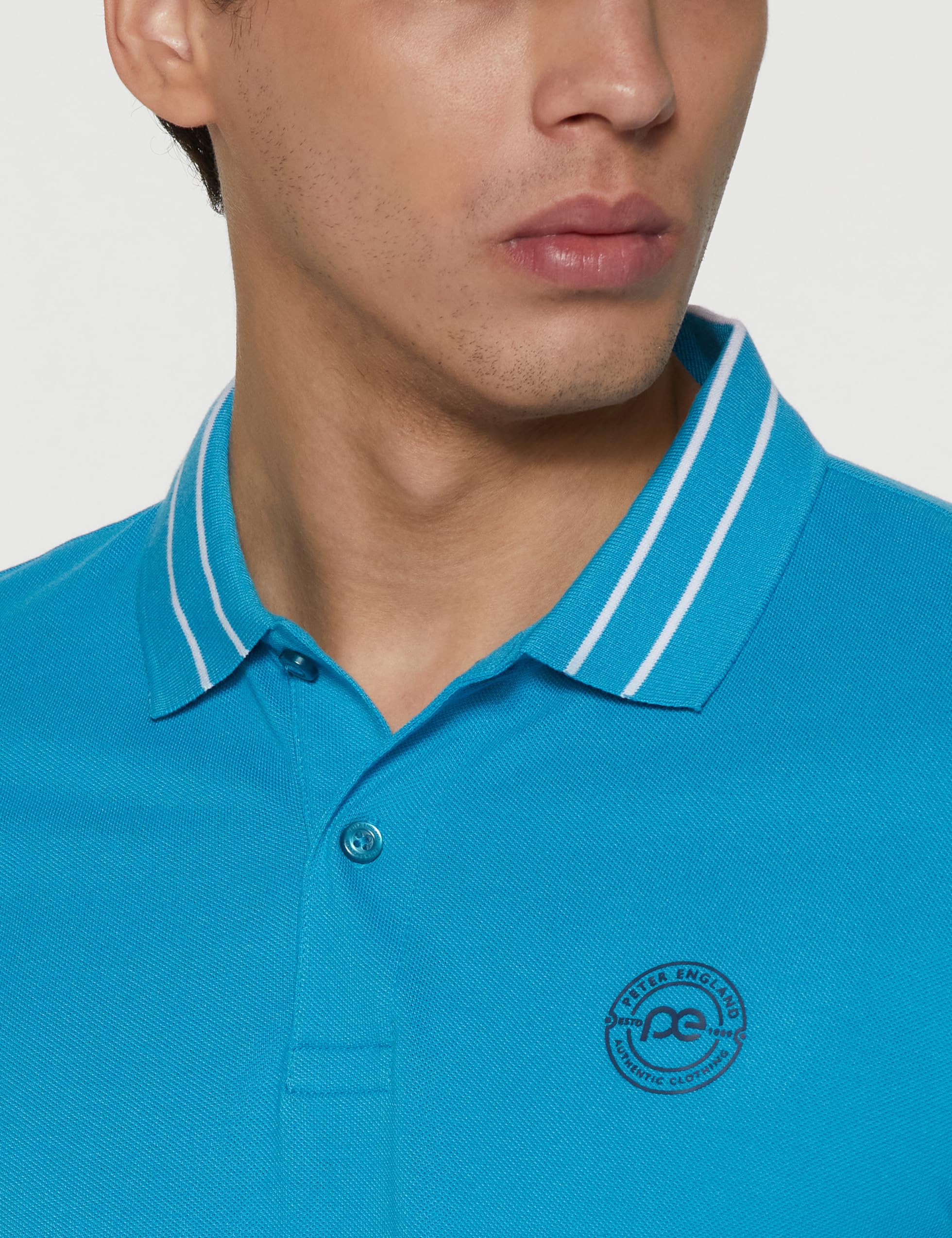 Peter England Men's Blue Polo T-Shirt - Image 3