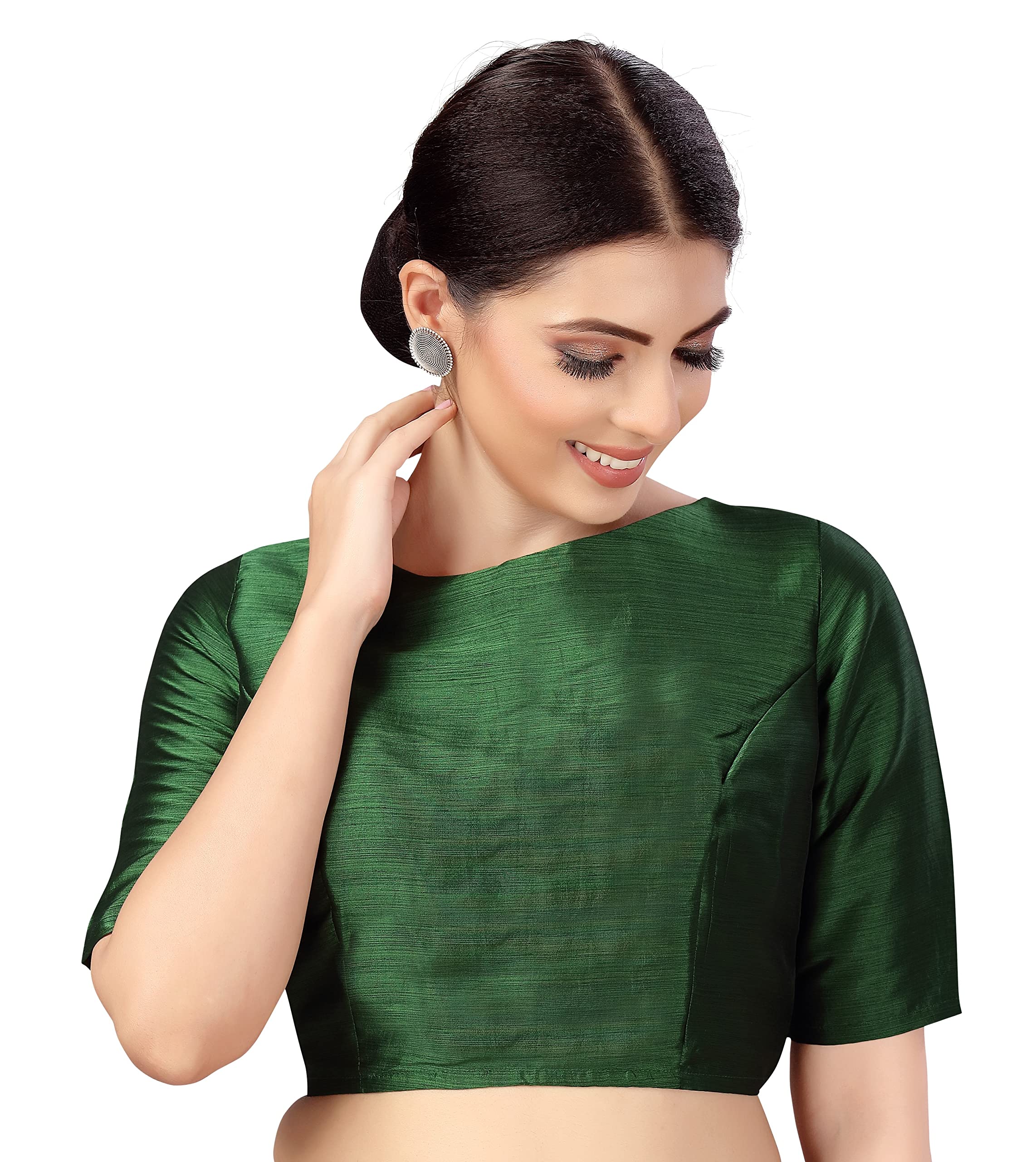Studio Shringaar Women's Polyester Saree Blouse - Green - Image 2
