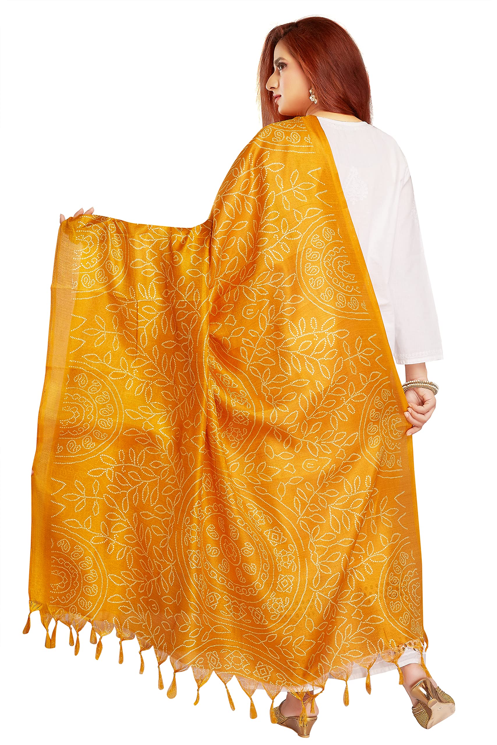 Rani Saahiba Gold Art Silk Printed Dupatta - Image 2