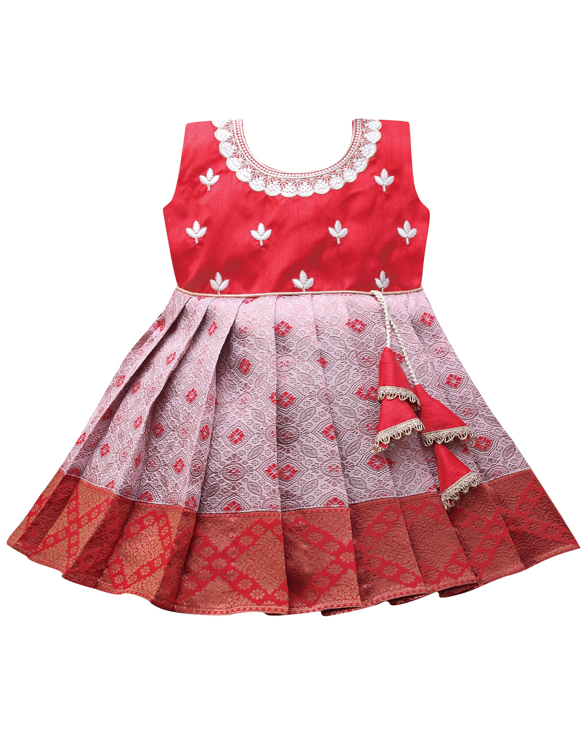 PW PLATYPUS WORLD Pattu Pavadai Silk Frock - Red