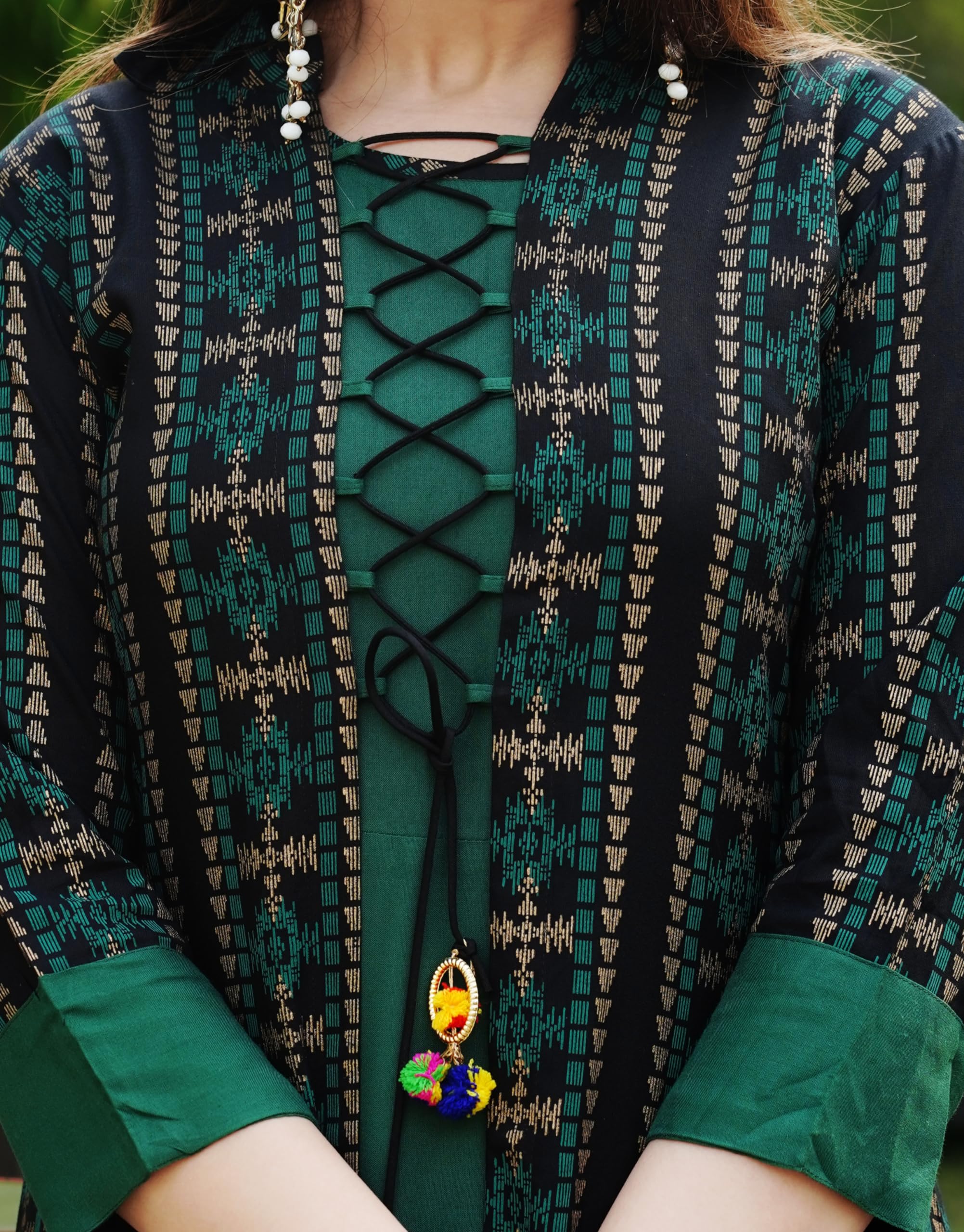 DSS FASHION Women Printed Anarkali Kurta - Green - Image 5