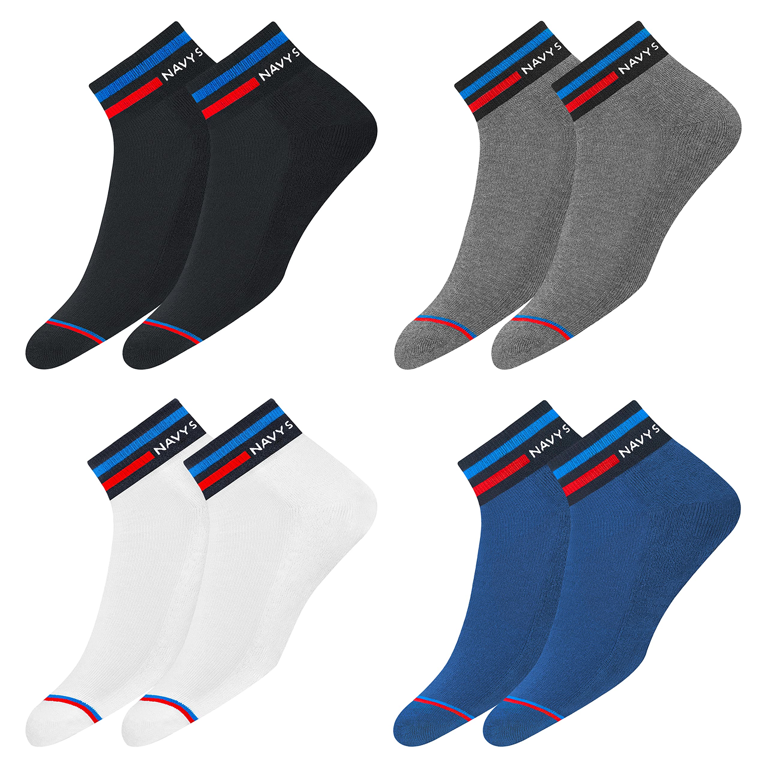 NAVYSPORT Men's Multicolor Ankle Socks - Cotton