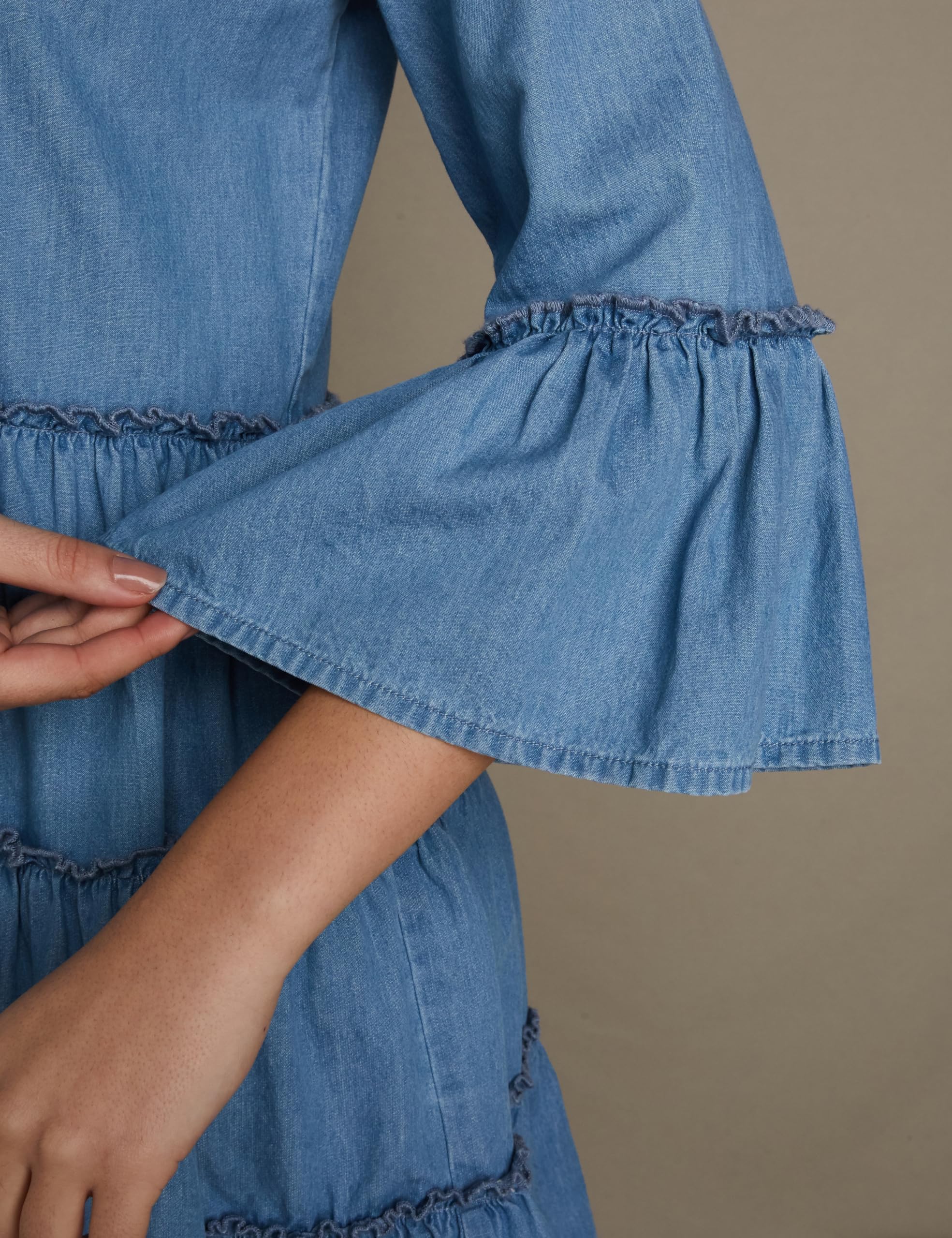 INKAST Denim Women's A-Line Knee-Length Dress - Mid Blue - Image 5