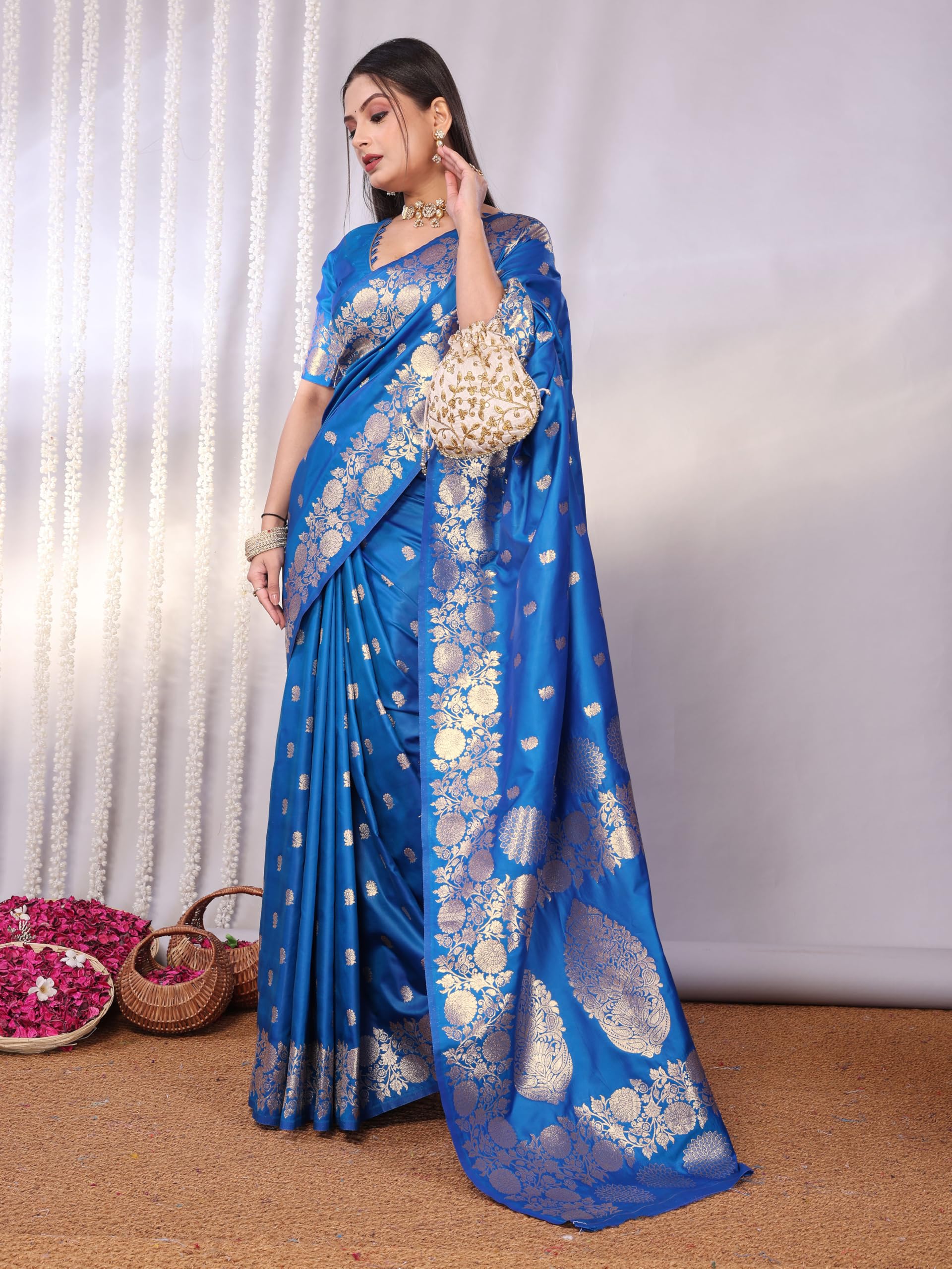 Firozy Kanjivaram Banarasi Silk Saree for Women - Image 3