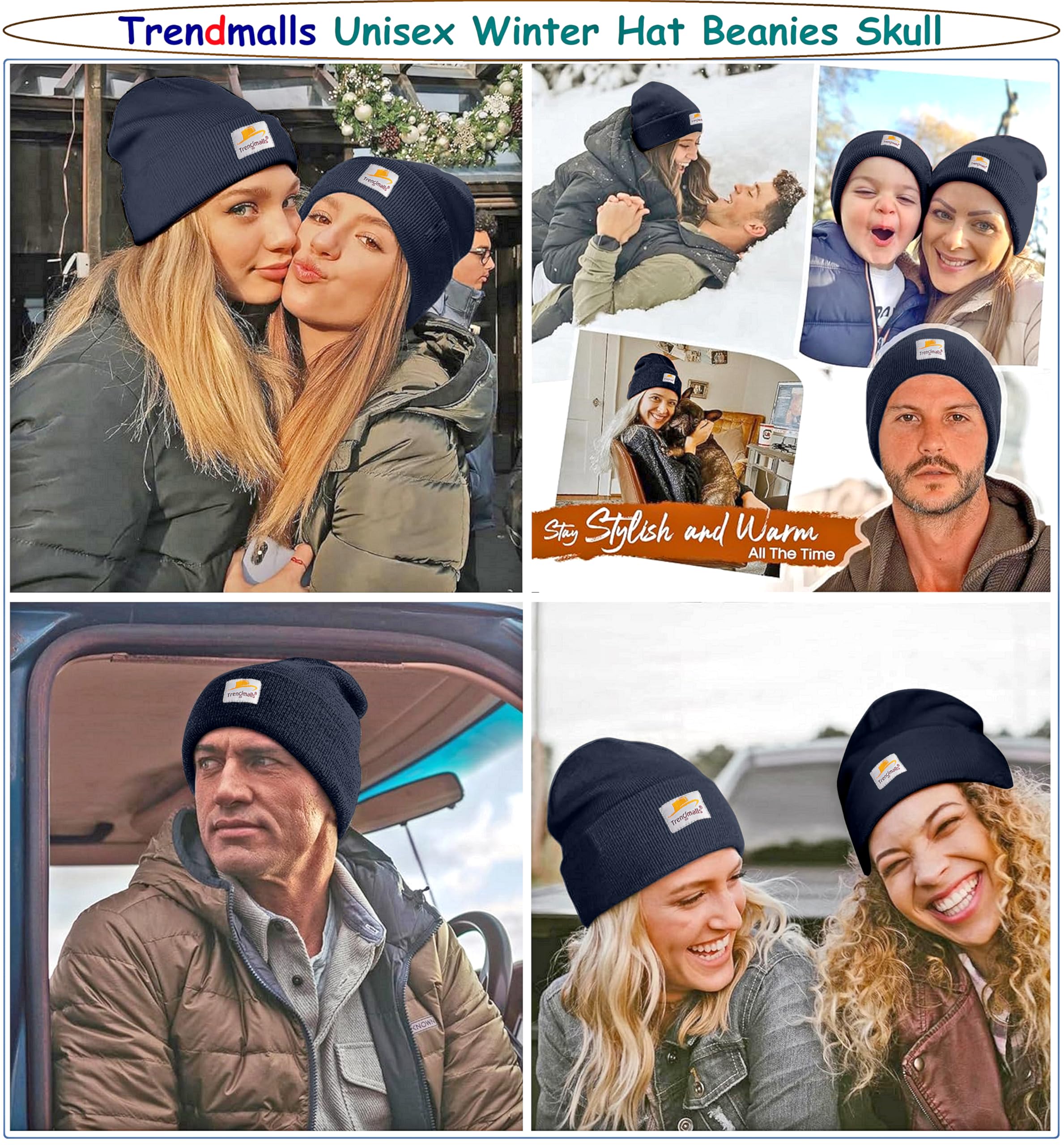 TRENDMALLS Unisex Acrylic Knit Beanie - Navy Blue - Image 4