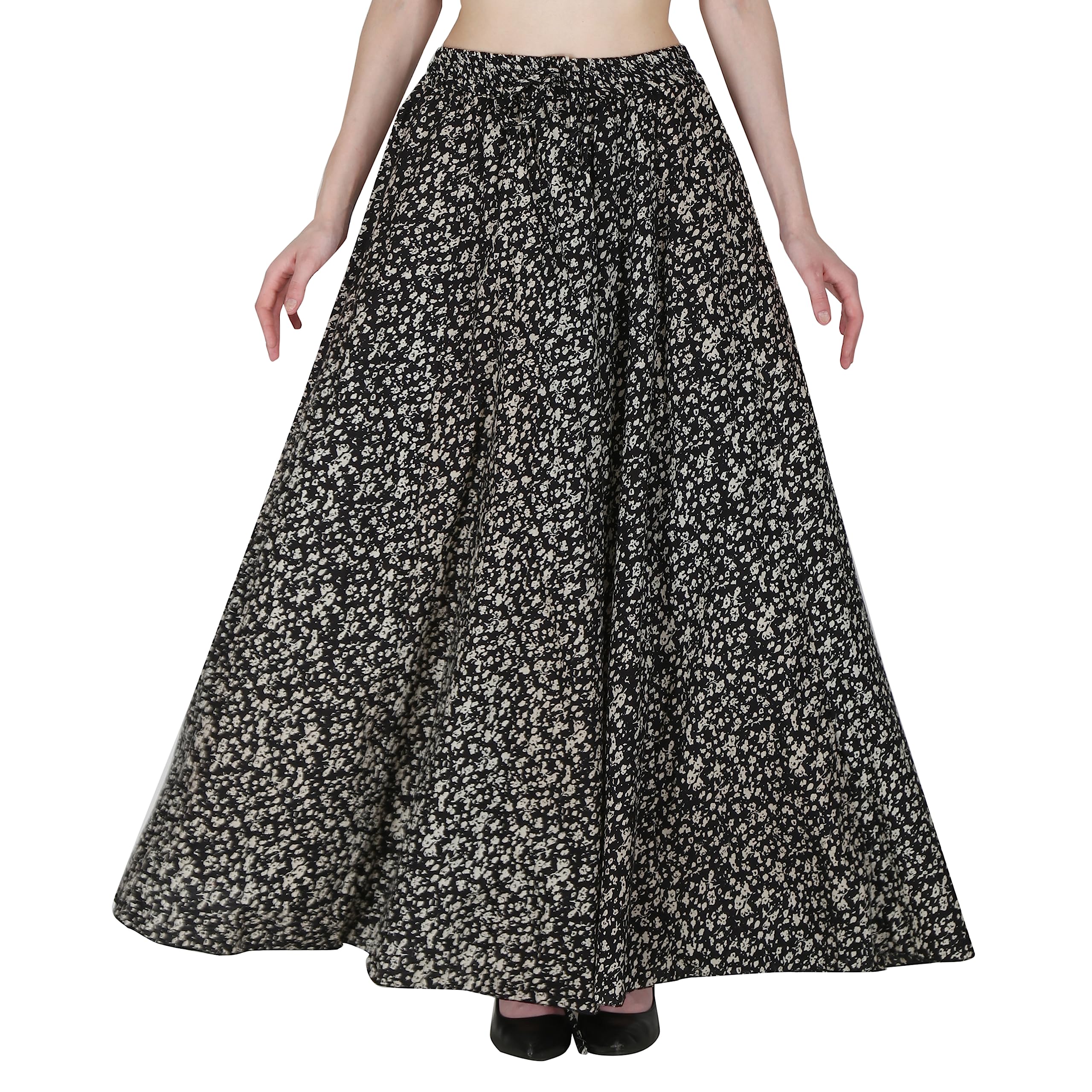 Sttoffa Ethnic Maxi Skirt for Women - Black
