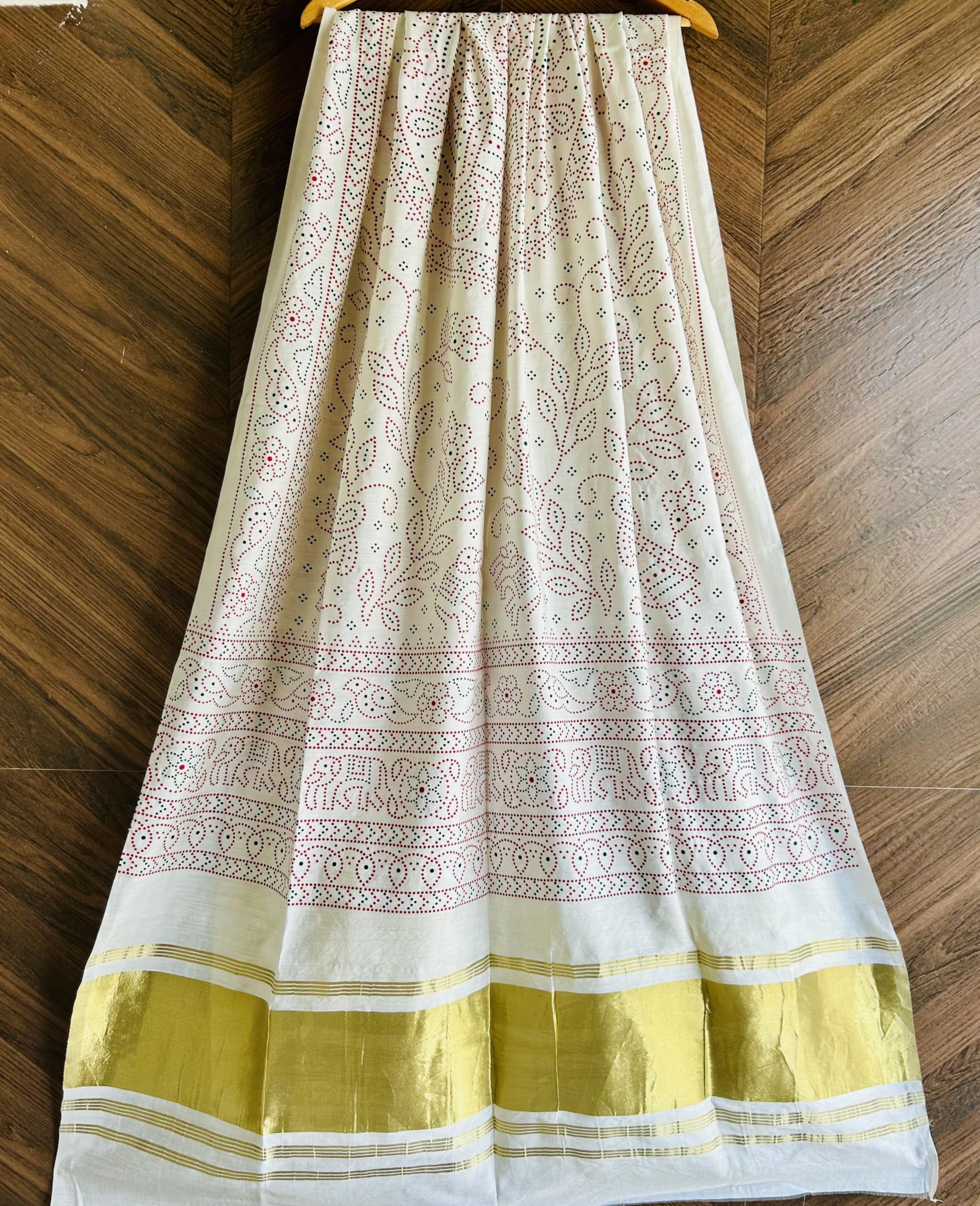 PolyCrepe Bandhej Dupatta with Golden Zari Border - Image 4