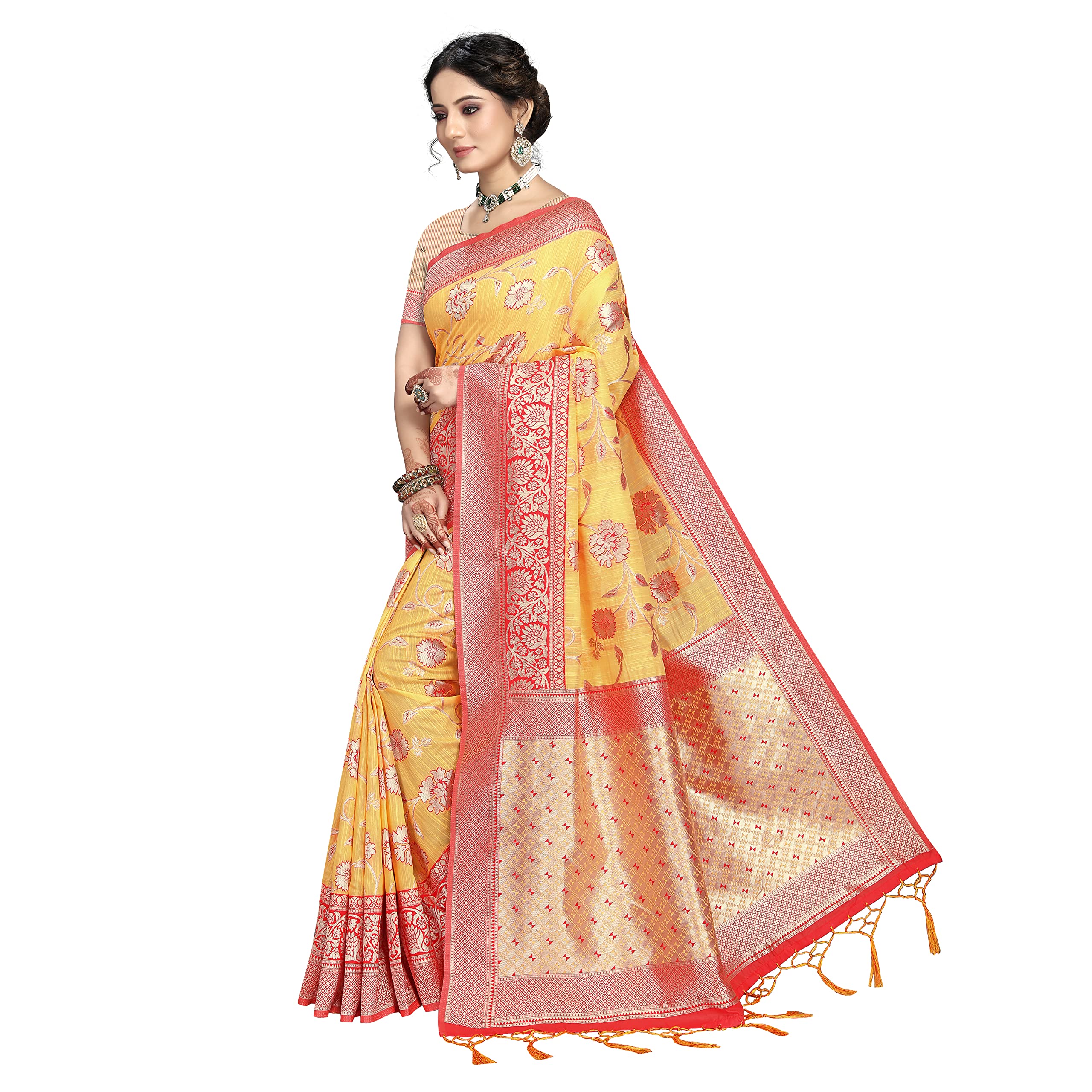 Rekha Maniyar Women's Banarasi Saree - Yellow - Image 2