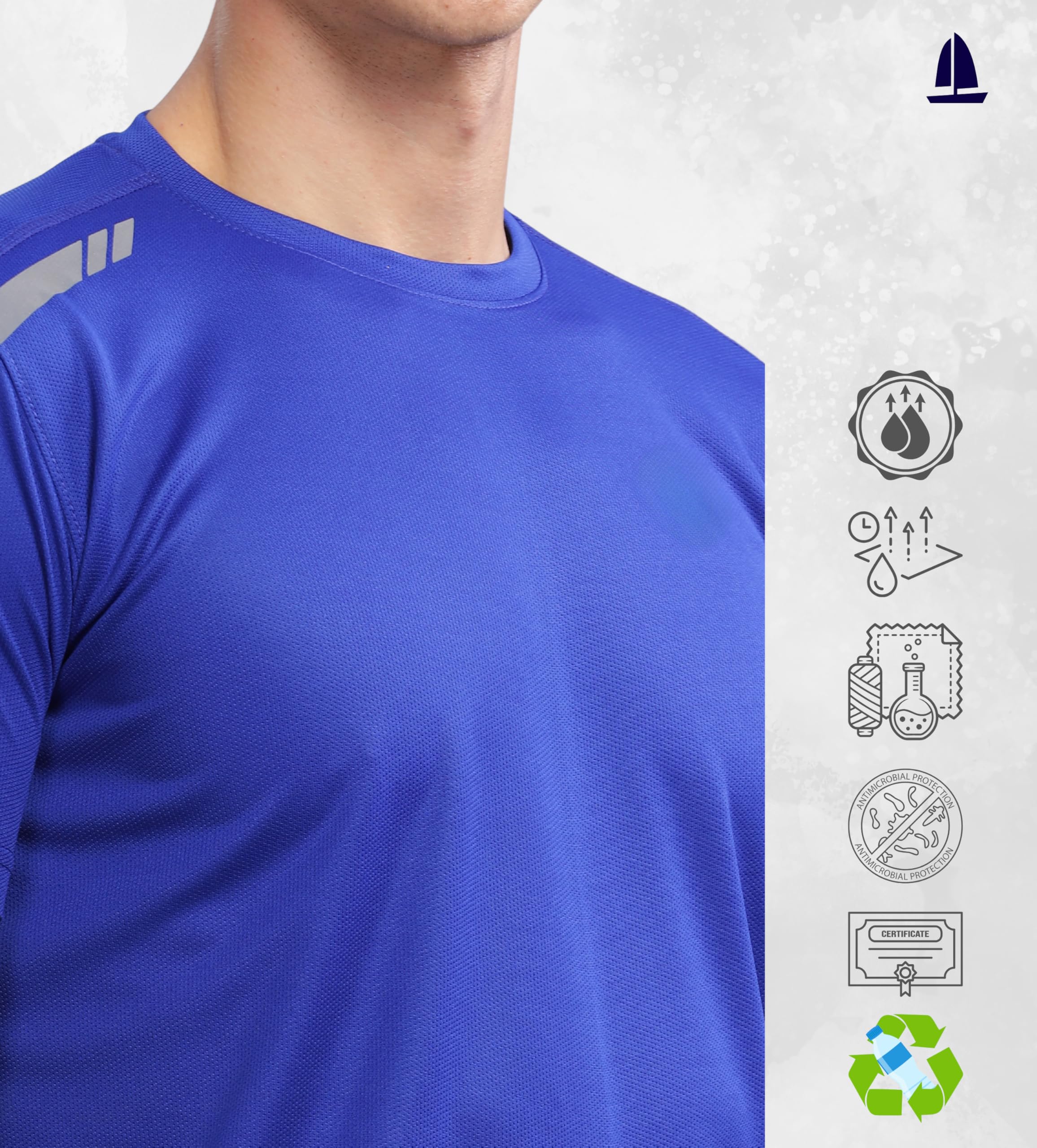 NAVYCUT Royal Blue Quick Dry T-Shirt for Men - Image 4