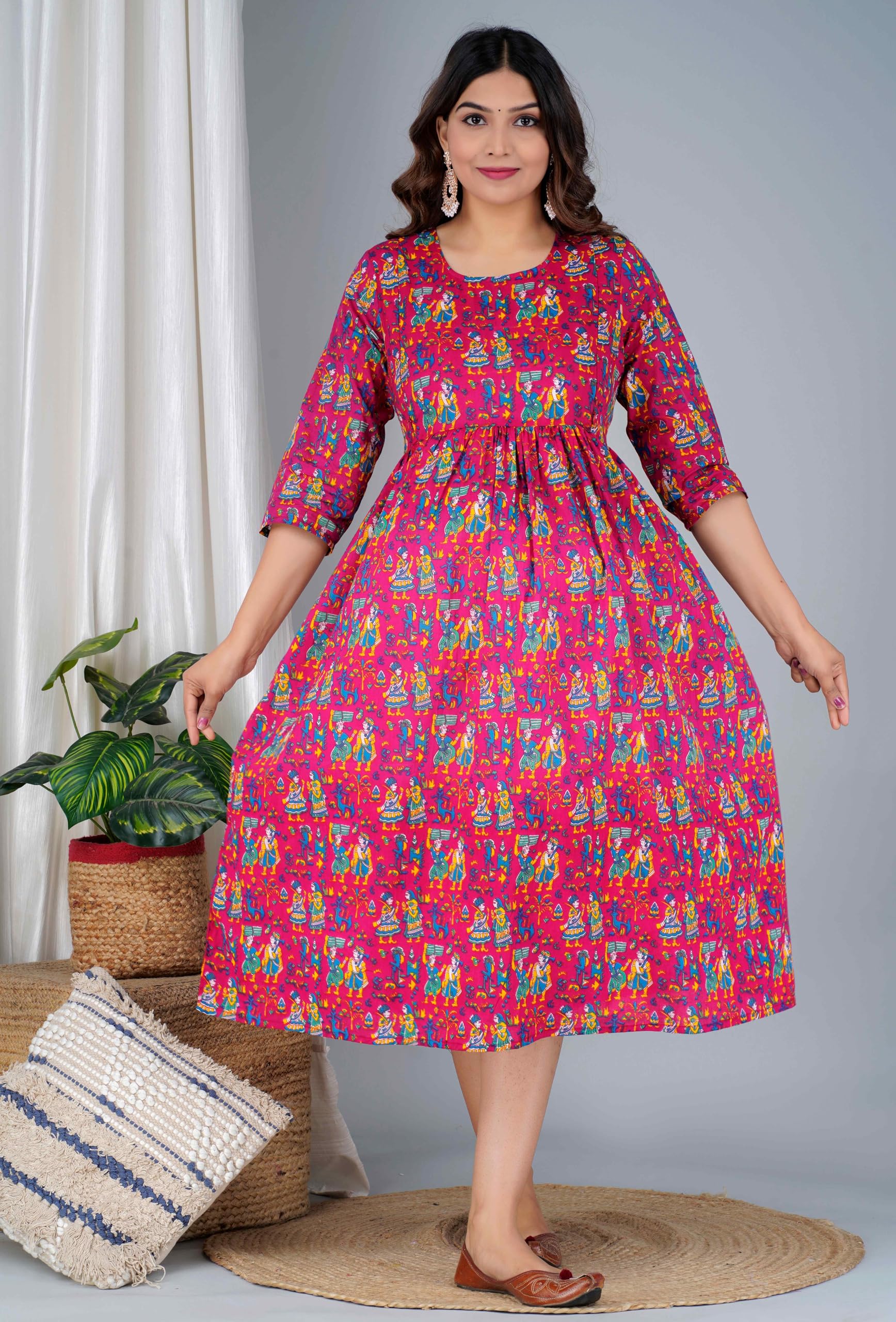 Jikonet Maternity Kurti with Nursing Access - Pink - Image 4