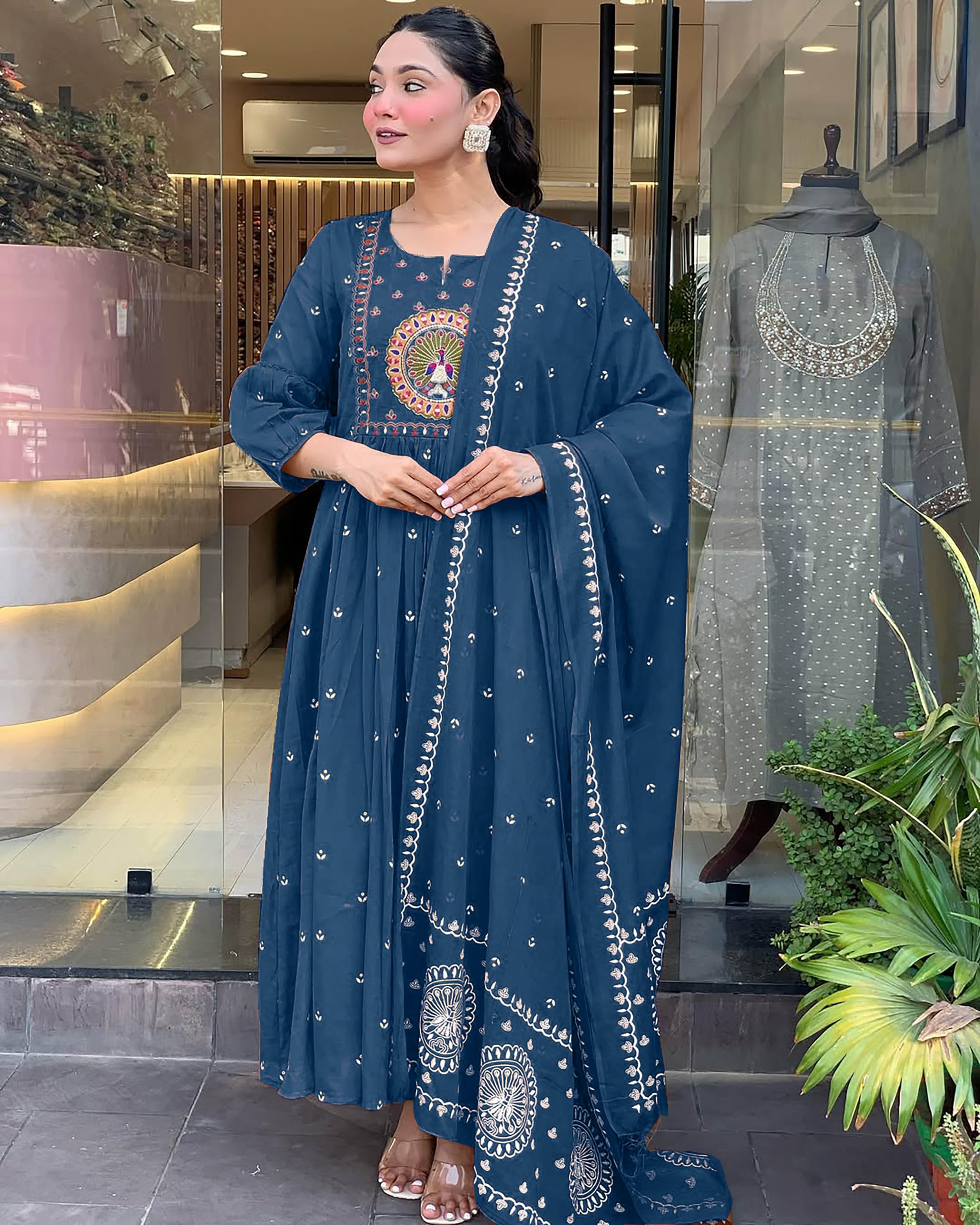 KLOSIA Multicolored Anarkali Kurta Set for Women - Image 2