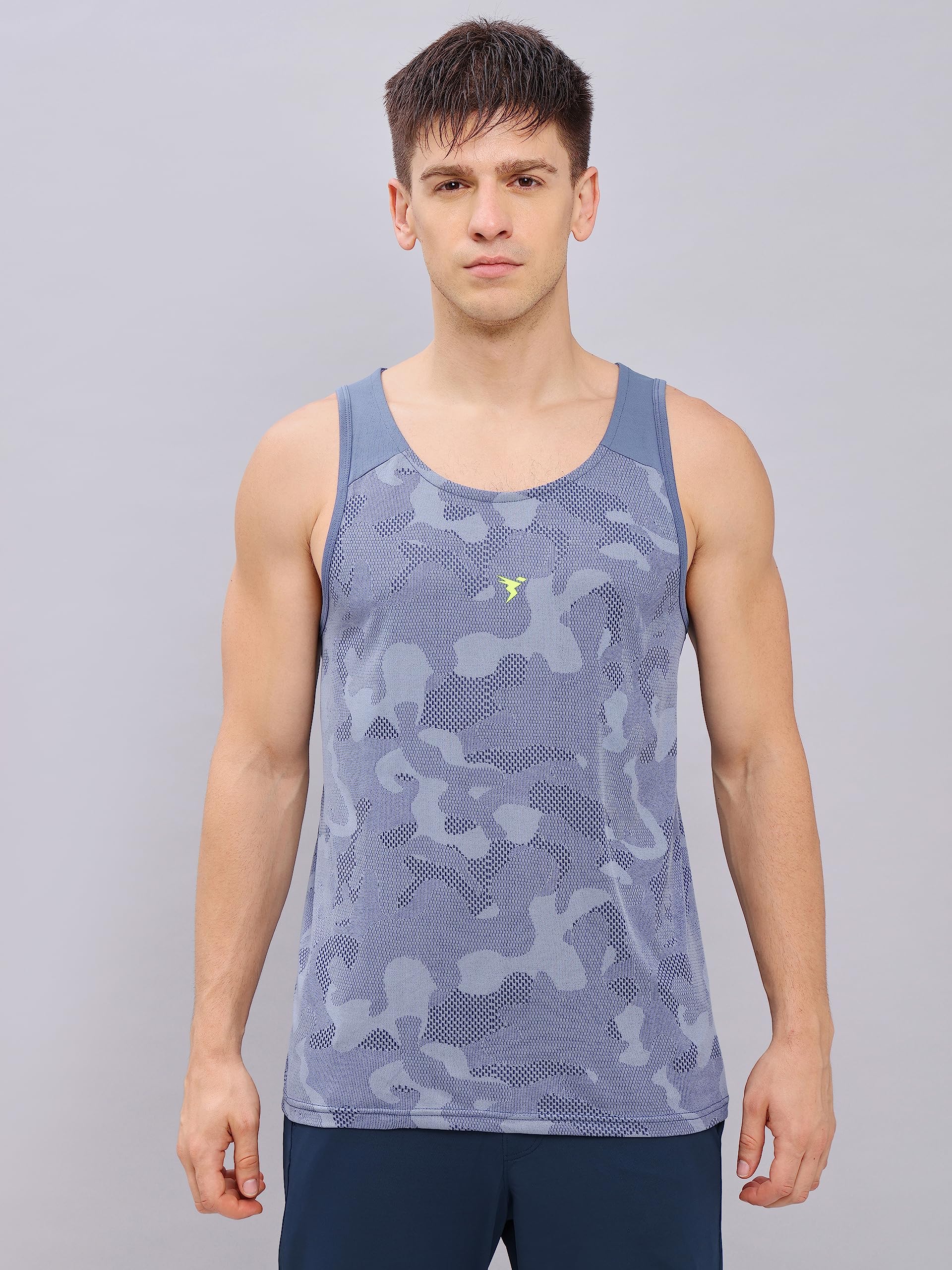 TECHNOSPORT Mens Crew Neck Gym Vest - Lt Navy - Image 5