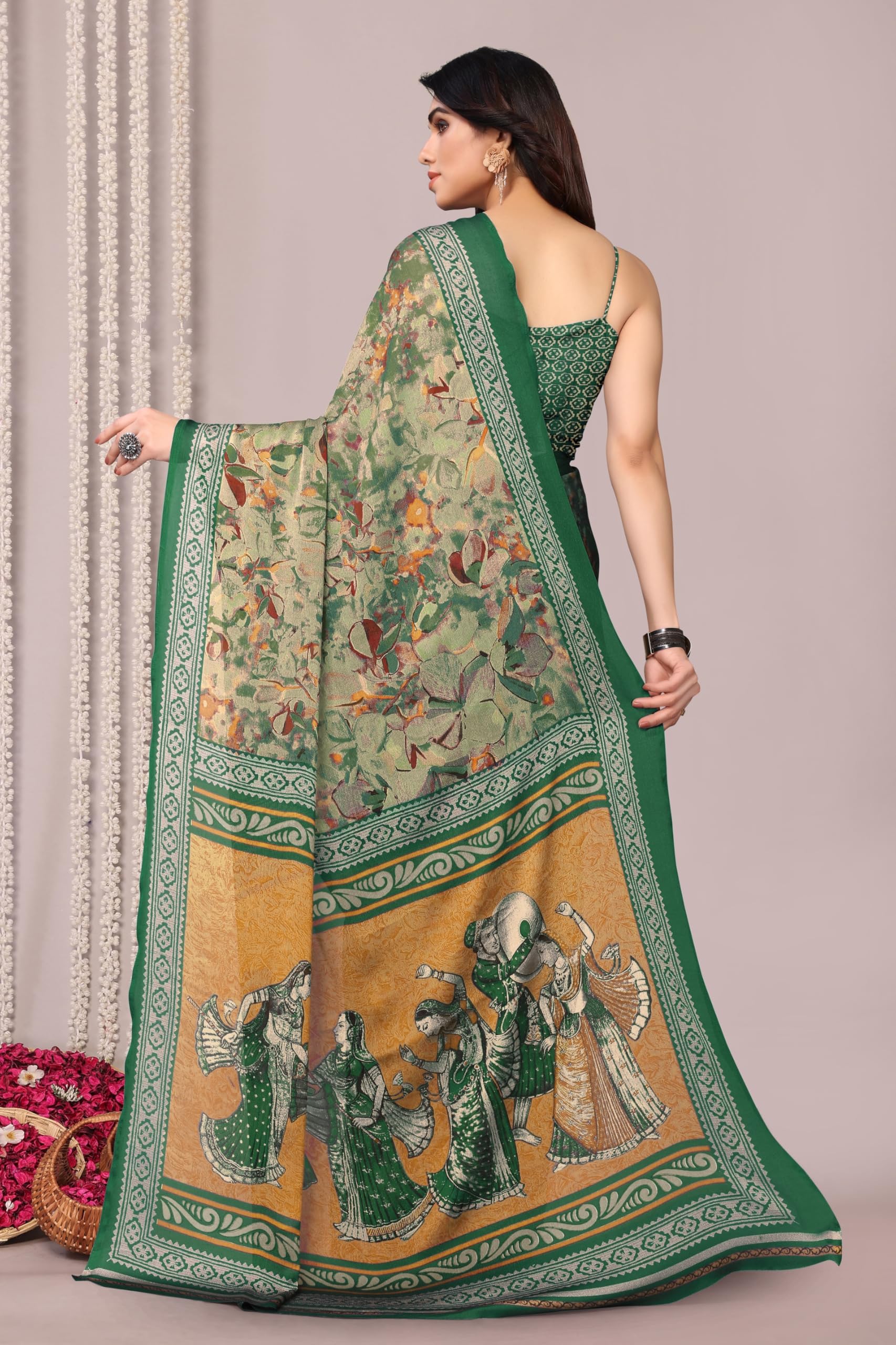 MIRCHI FASHION Chiffon Georgette Floral Saree for Women - Image 3