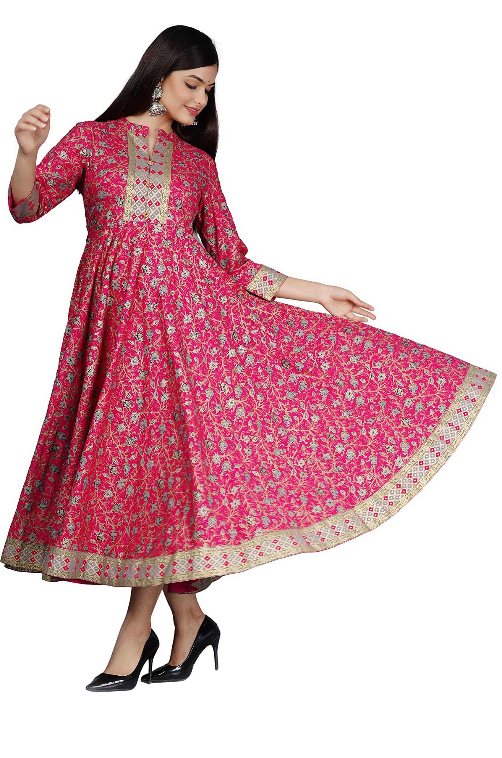 NEEMIYA Pink Printed Maxi Anarkali Kurta for Women - Image 4