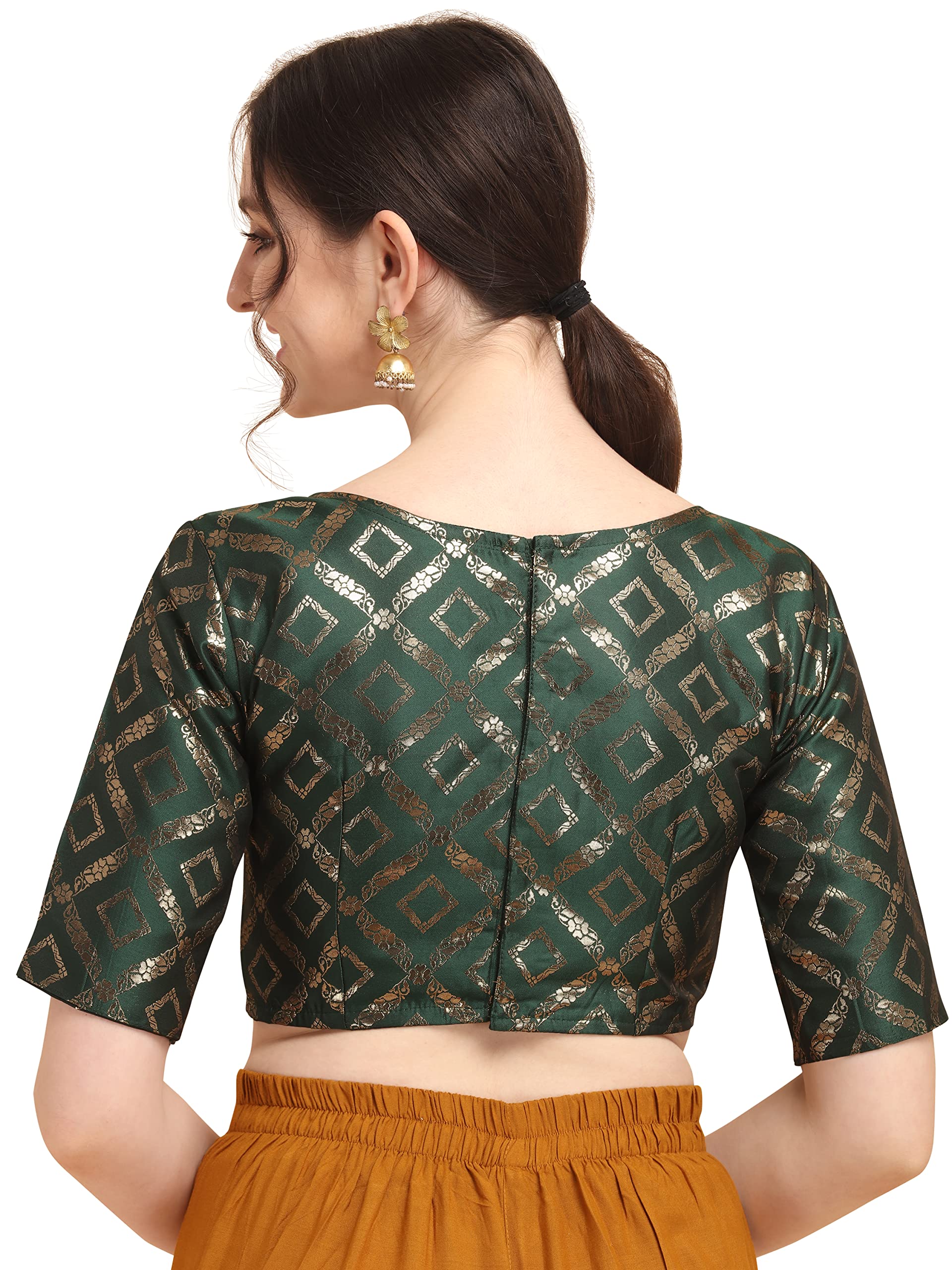 OOMPH Jacquard Green Blouse for Women - Image 3