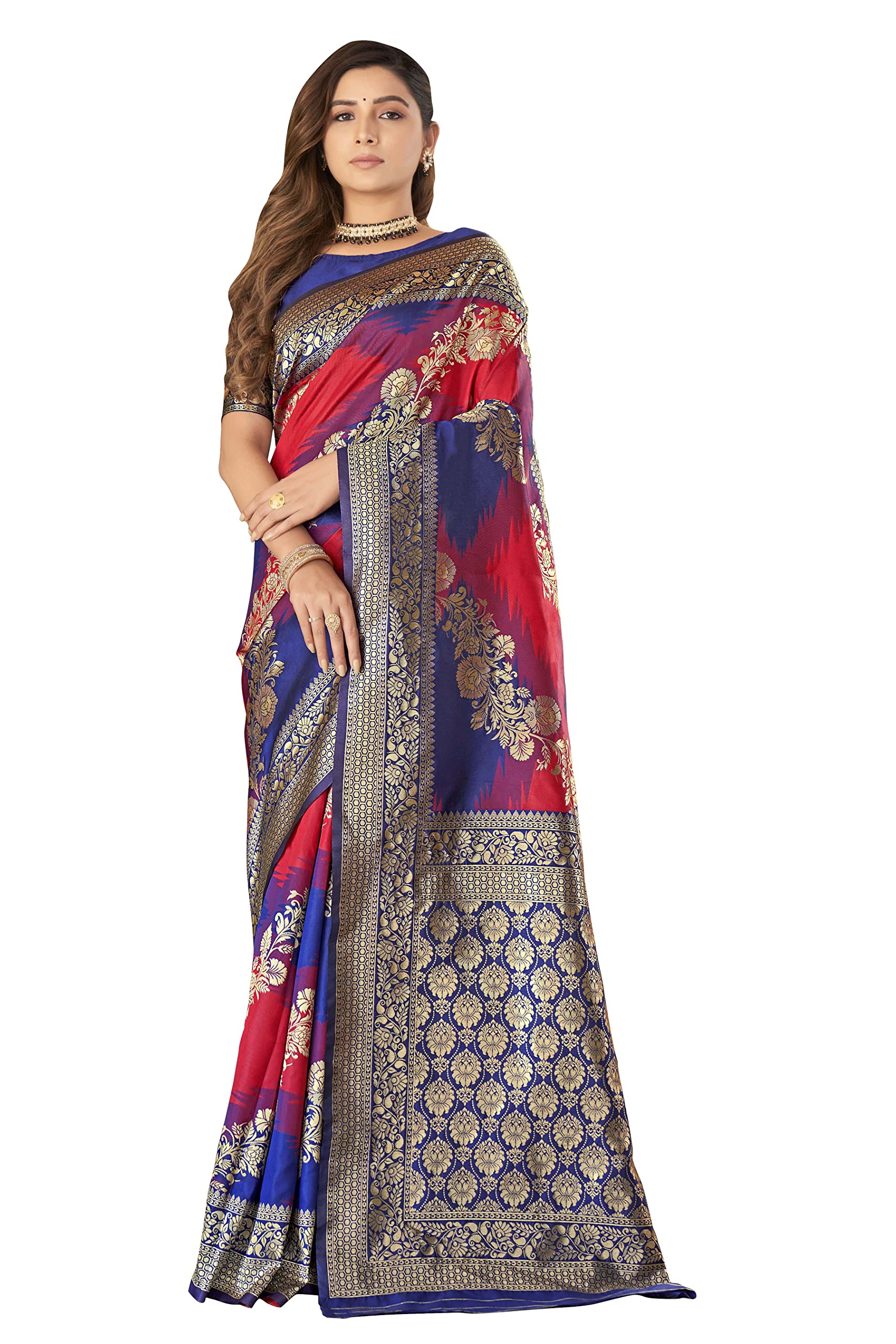 Manohari Red Banarasi Silk Saree - Image 2