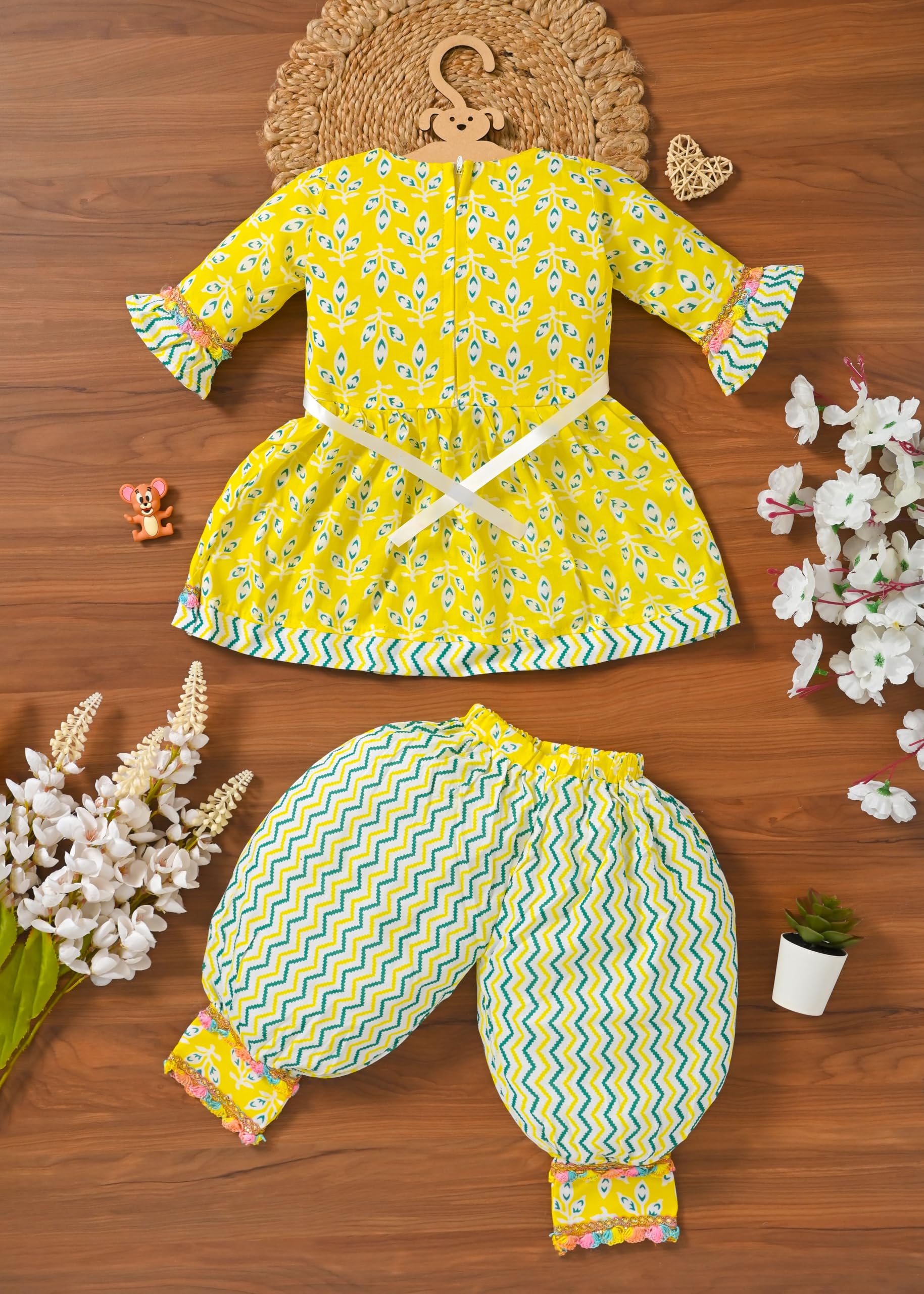 OLIGNE Kids Ethnic Frock & Pyjama Set - Leaf - Image 5