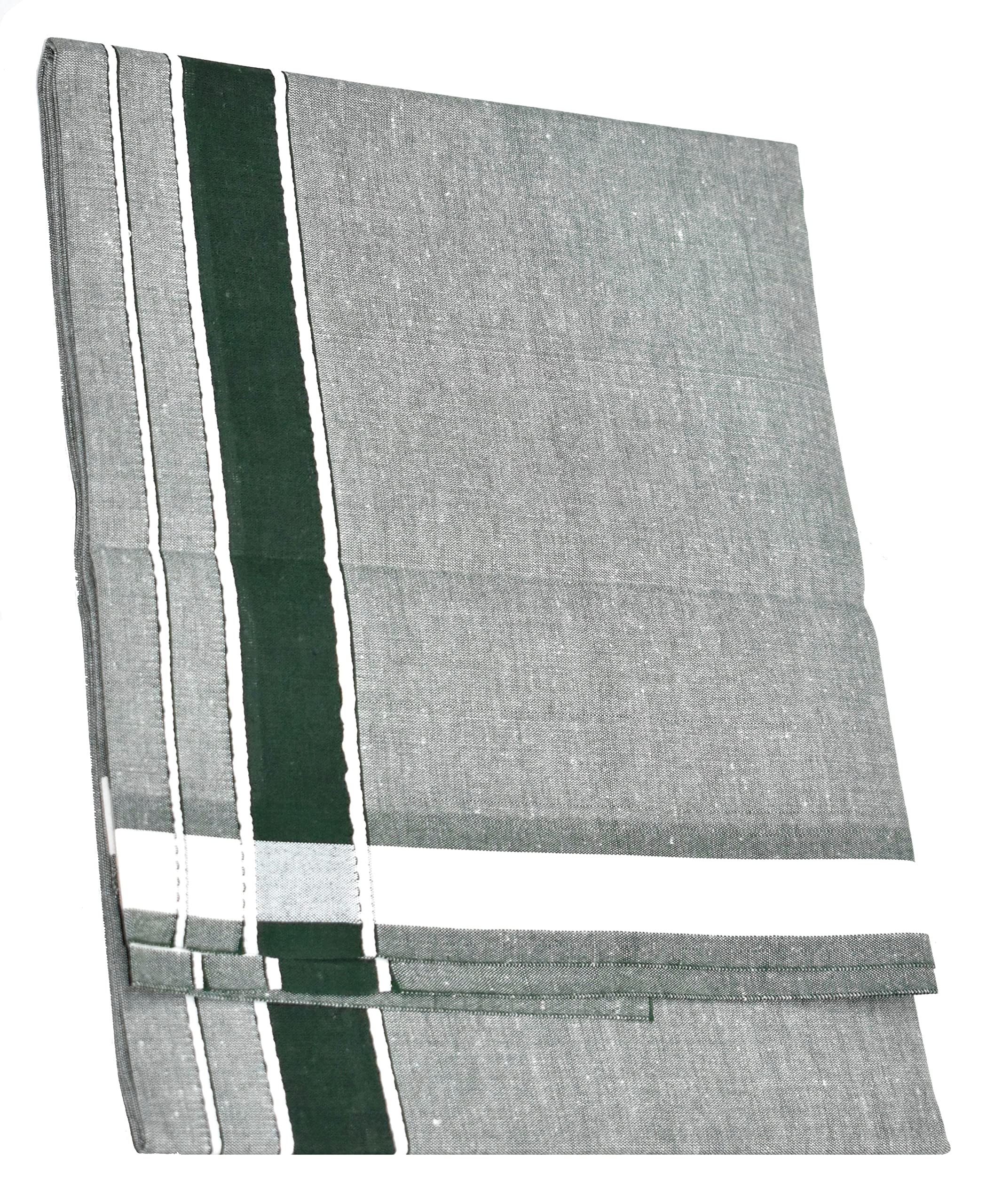 TUNI MANI Men's Cotton Dhoti - Dark Green & Grey - Image 3