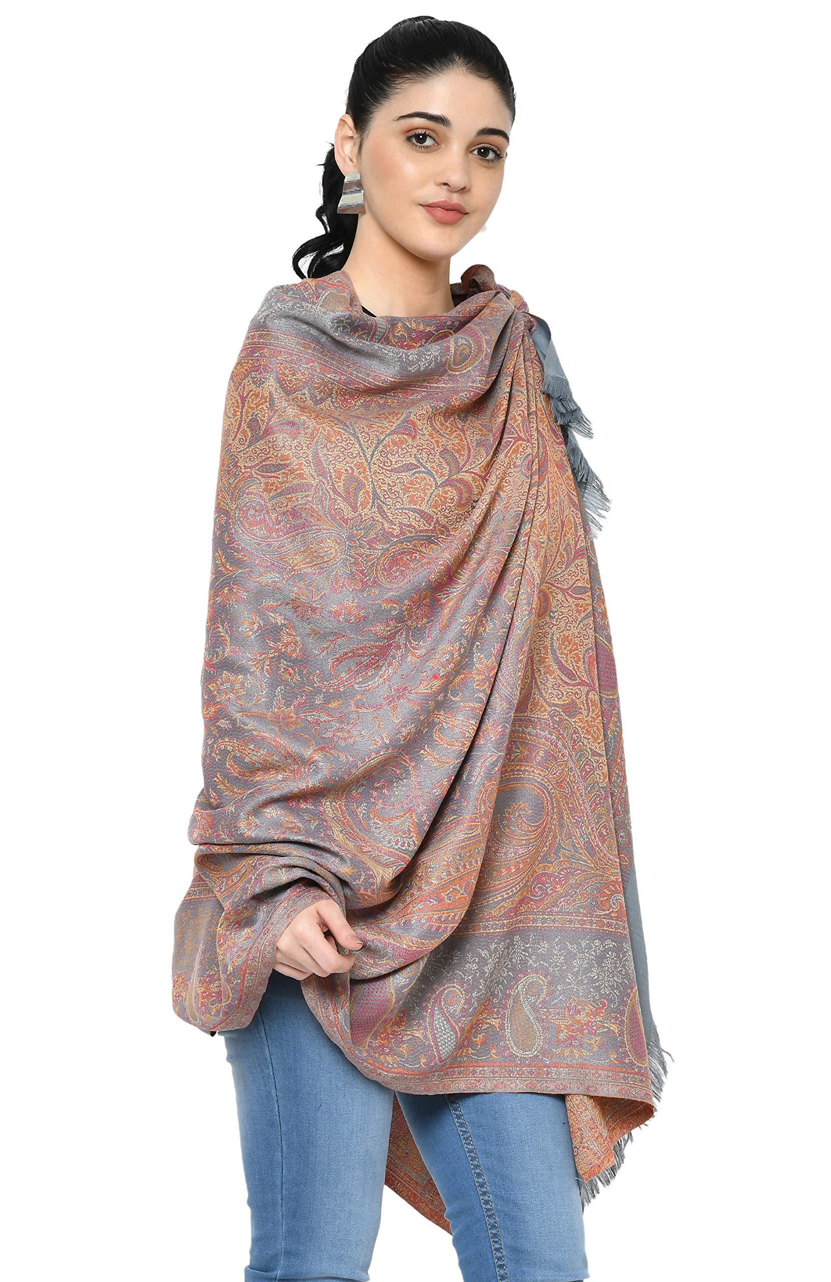 Weavers Villa Women's Faux Pashmina Shawl - Grey - Image 4