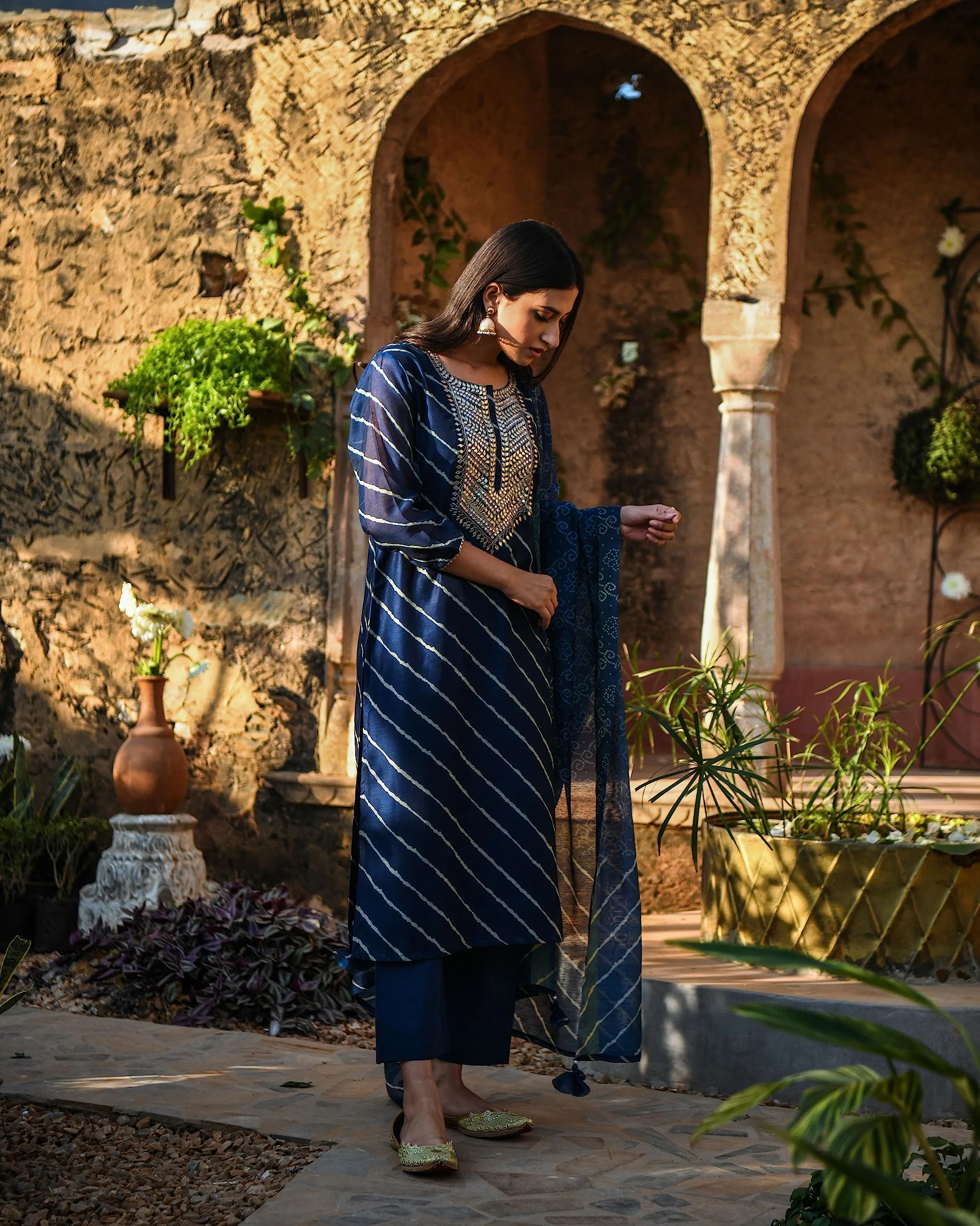 GoSriKi Navy Blue Cotton Kurta Set for Women - Image 4