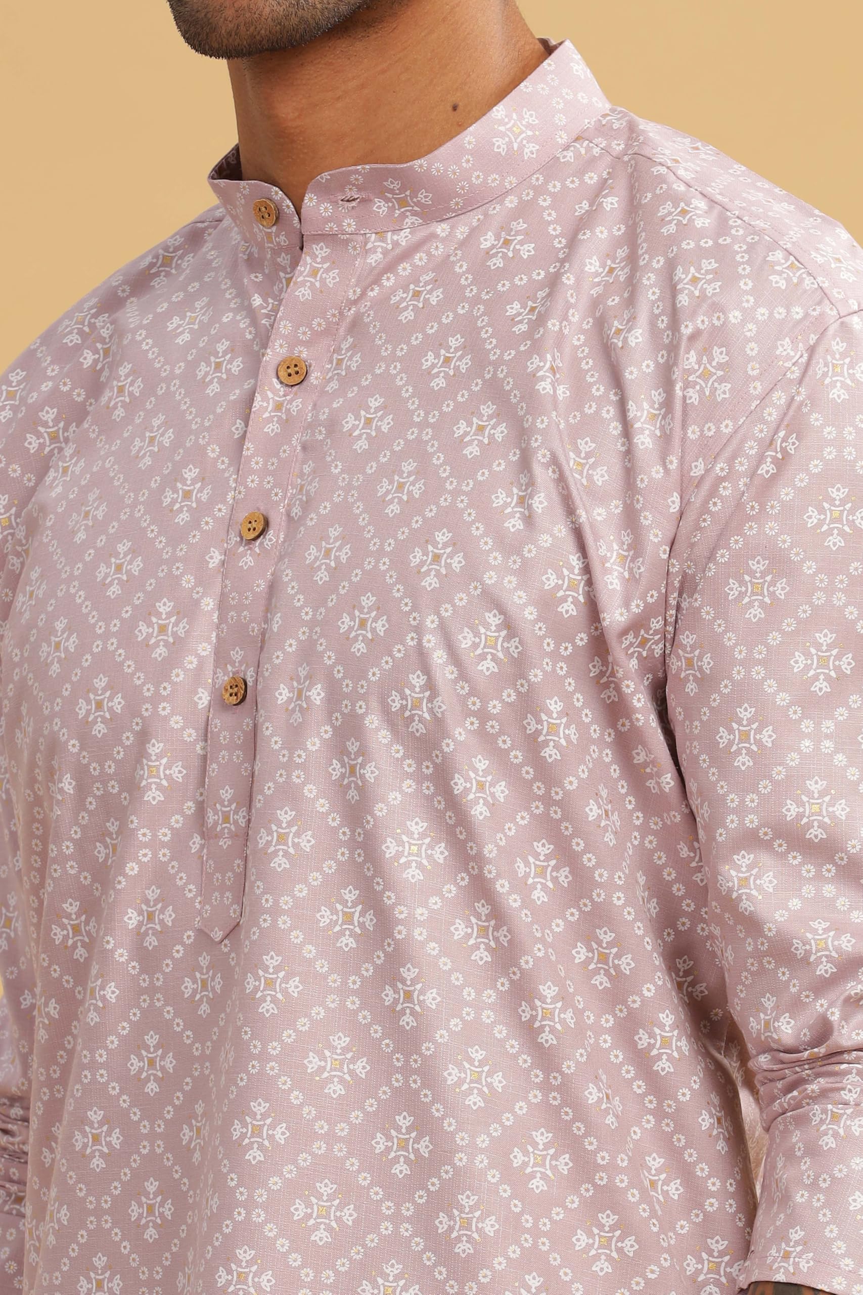 BE ACTIVE Men's Cotton Kurta - Pink - Image 4