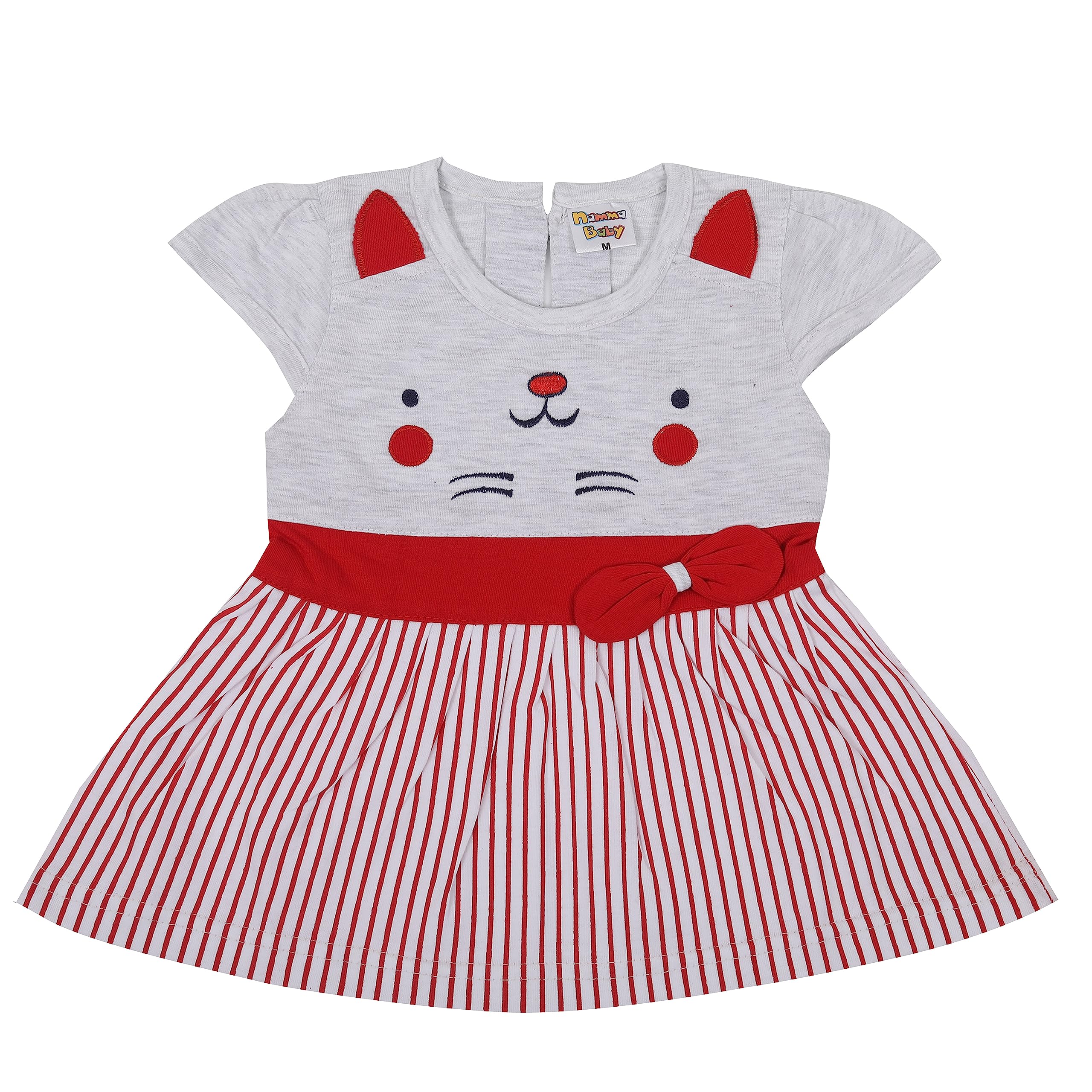 NammaBaby Baby Girl Midi Cotton Frock - Red