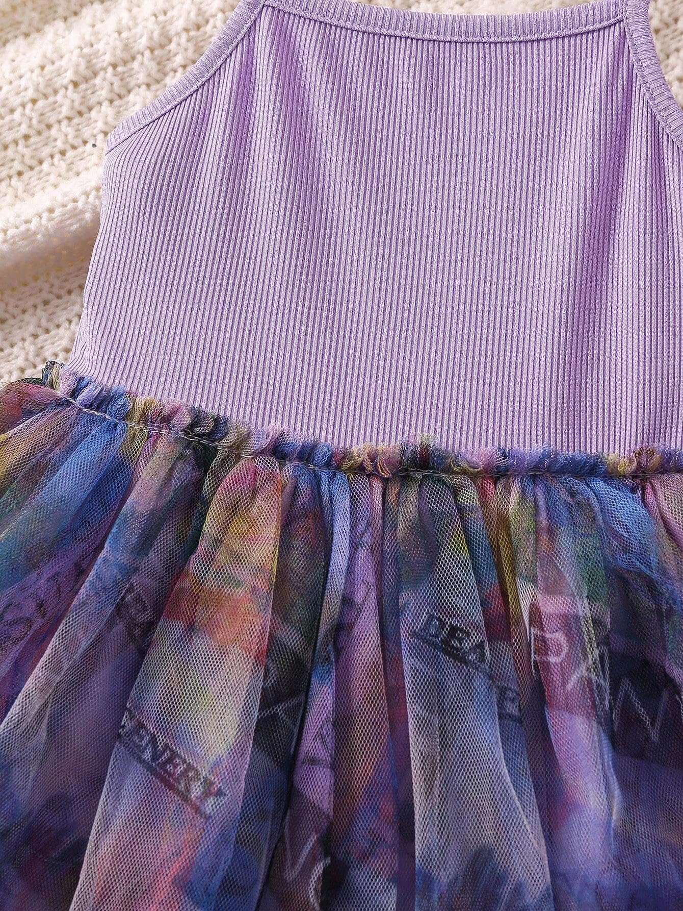 TAGAS Baby Girl Net A-Line Dress - Lavender - Image 3