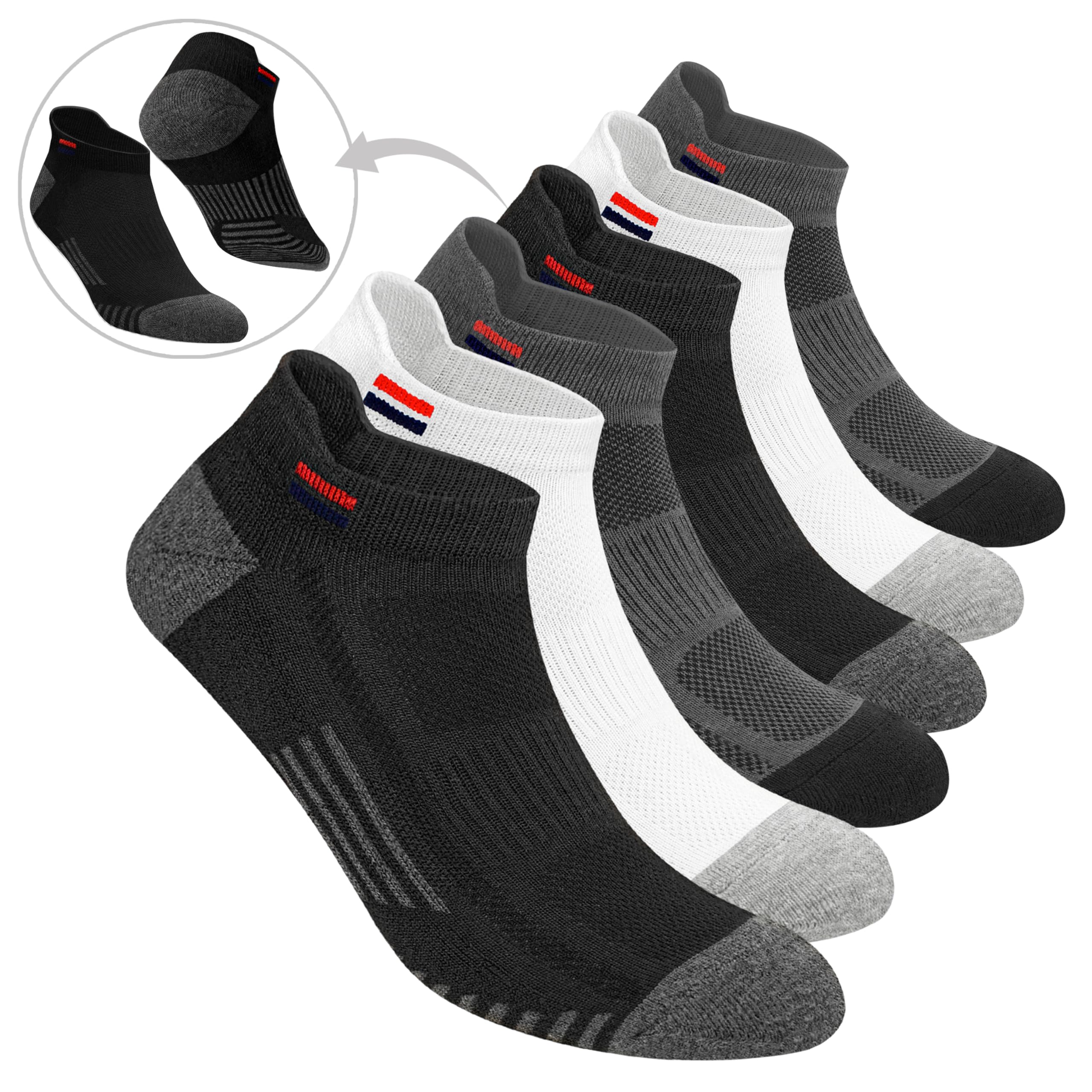 NAVYSPORT Ankle Socks for Men Women - Cotton Multicolor