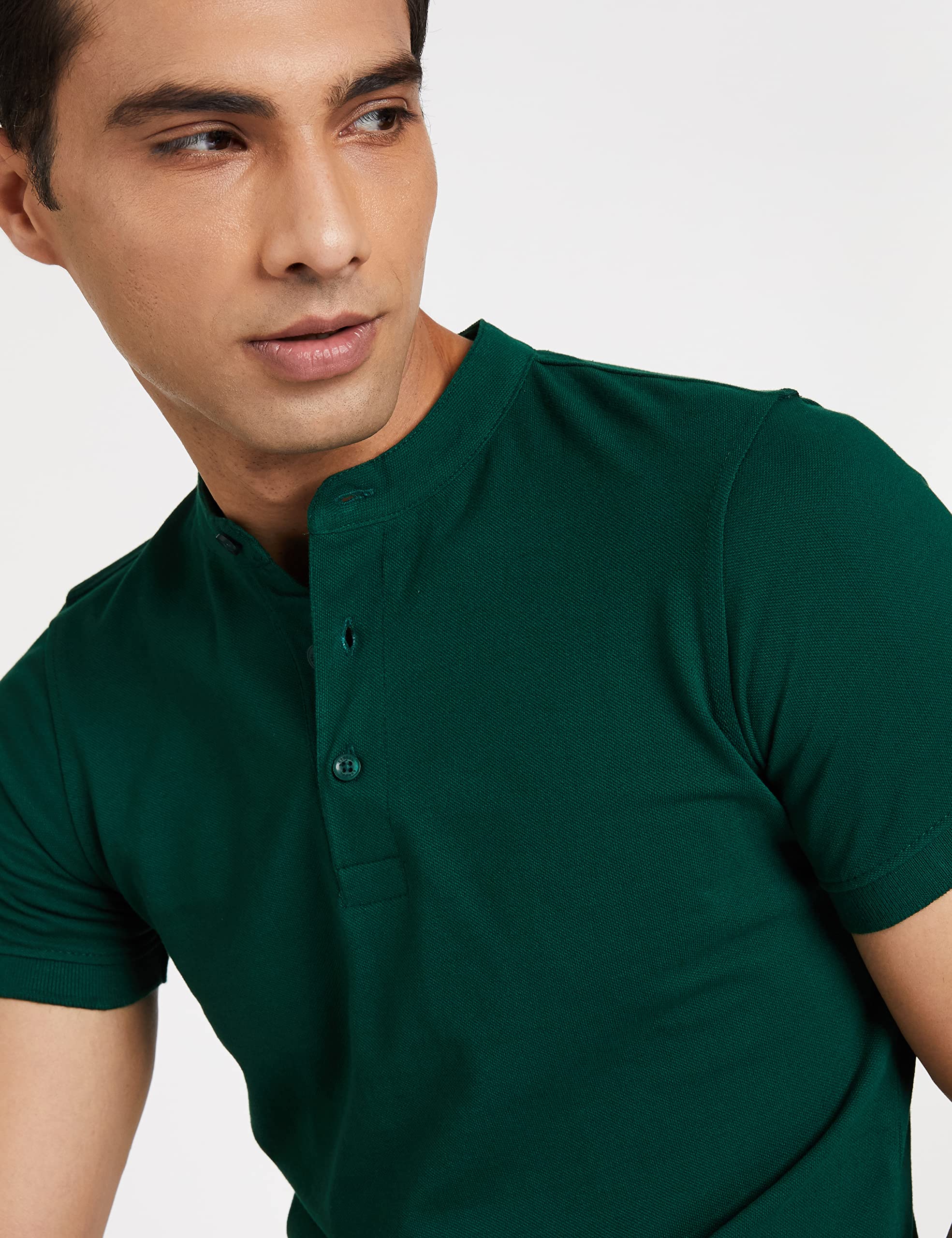 Symbol Men's Polo T-Shirt - Mandarin Collar, Half Sleeves, Eden Green - Image 4