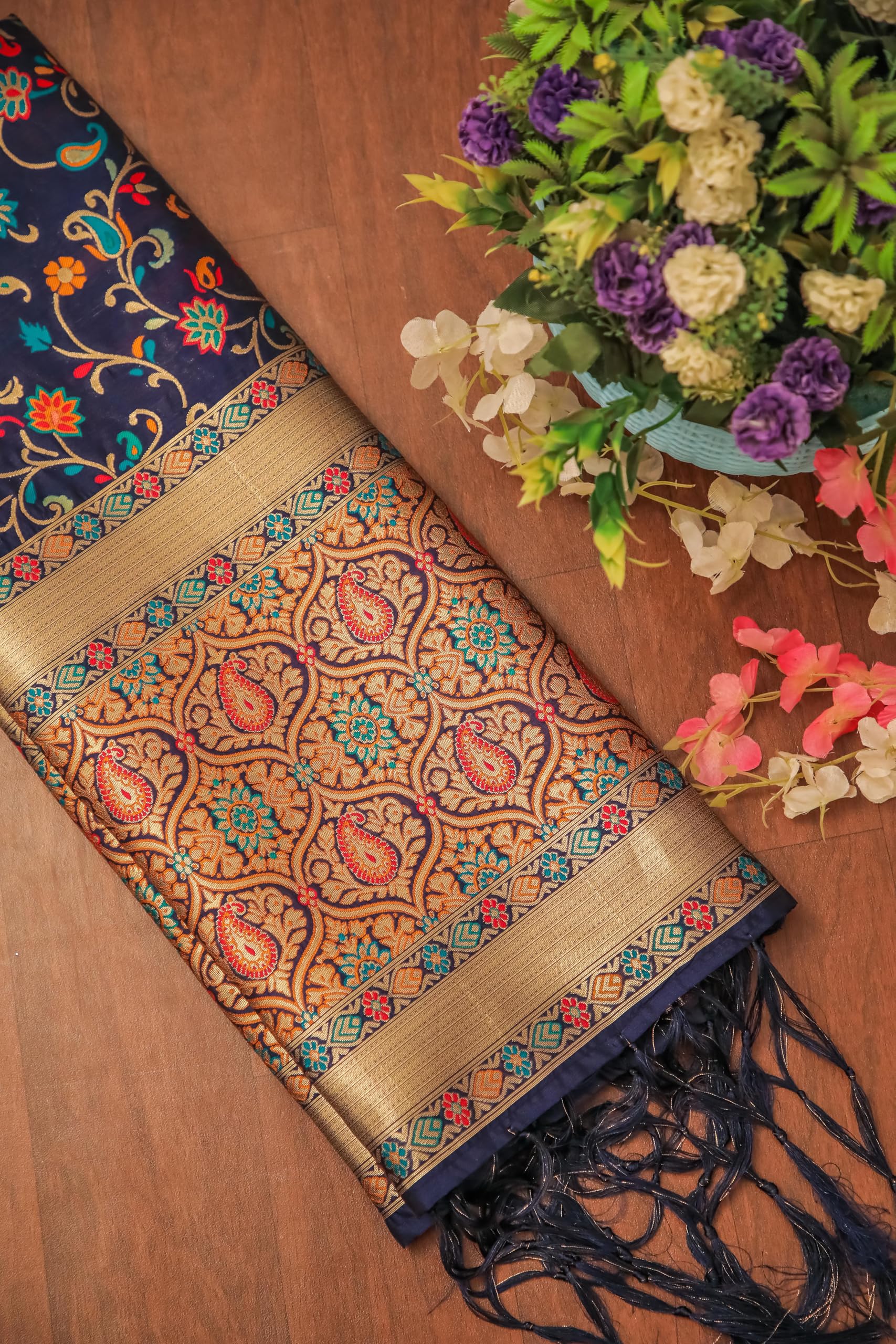 DEVANGI Woven Banarasi Kashmiri Silk Dupatta - Image 5