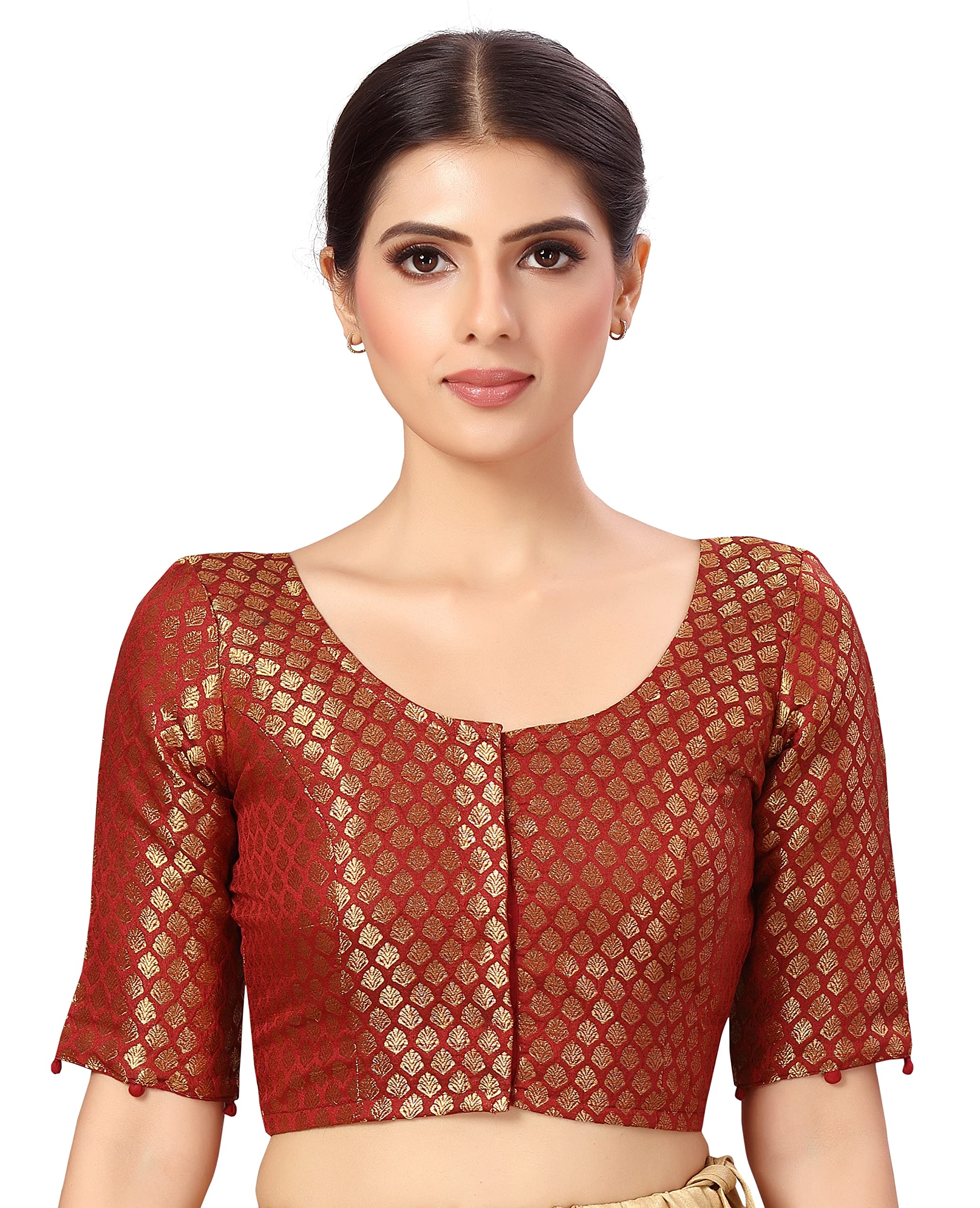 Studio Shringaar Women Banaras Brocade Saree Blouse - Image 5