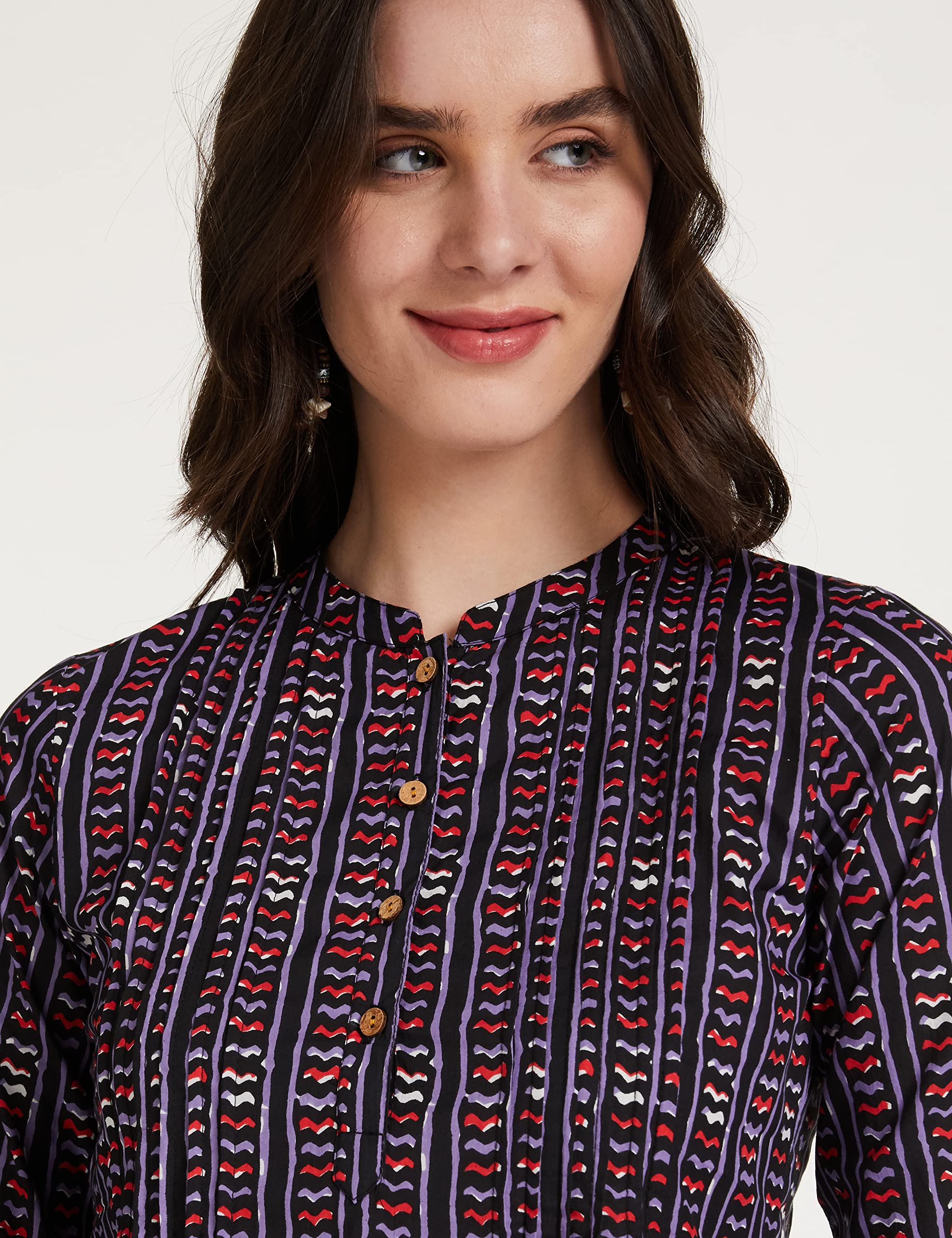 Myx Women's Cotton Printed A-line Kurti - Black - Image 4