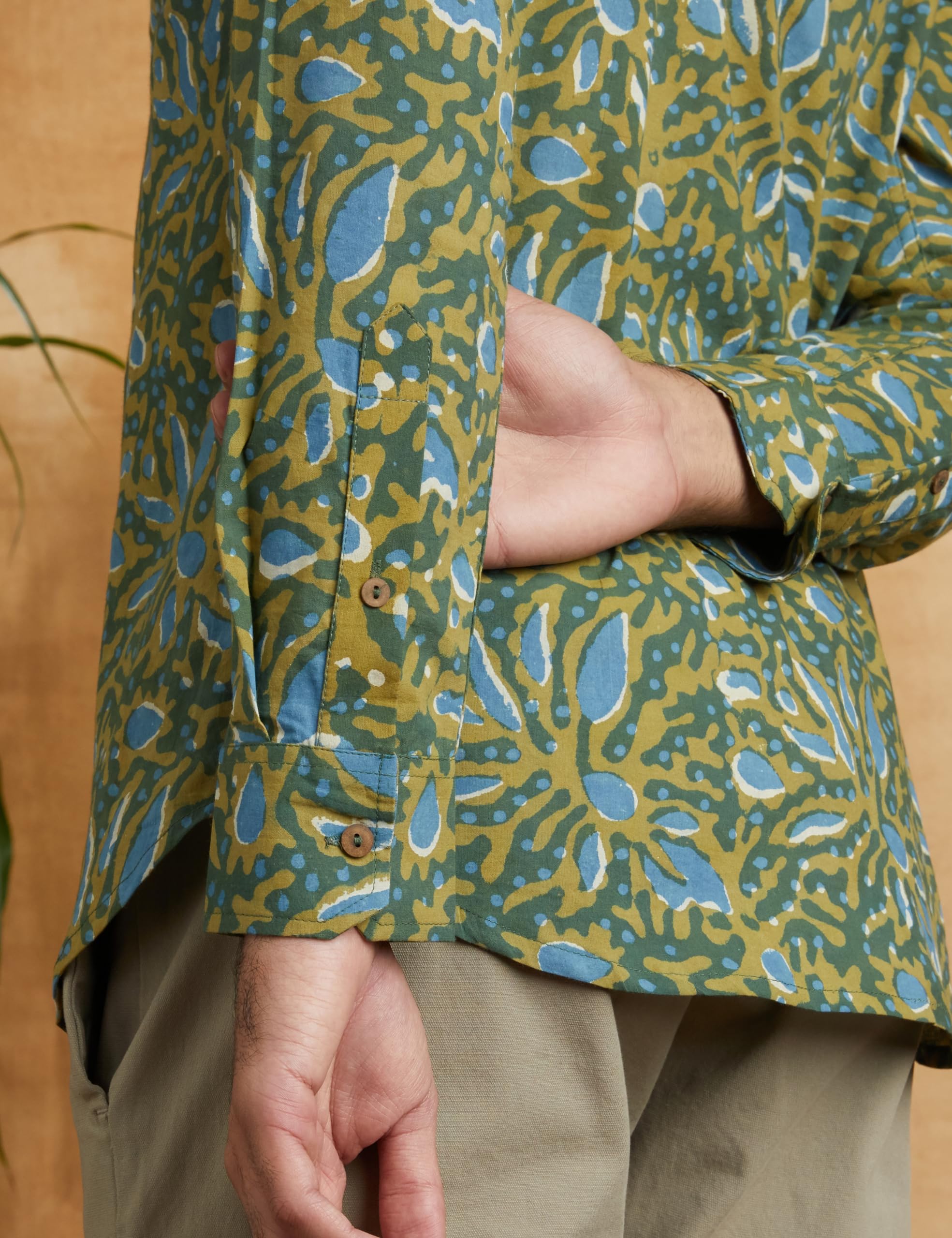 Symbol Men's Cotton Ethnic Shirt - Green Blue - Image 5