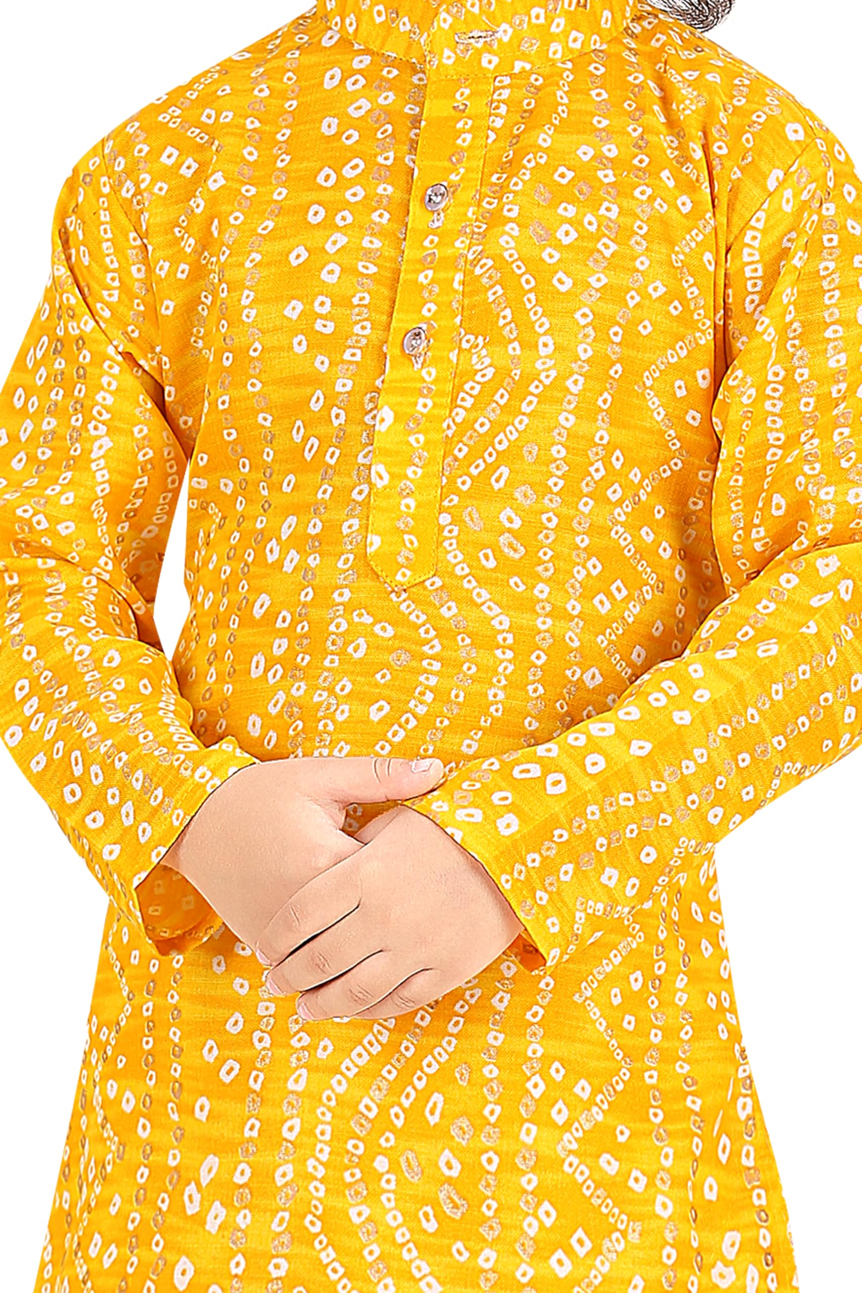 TinySteps Boys Yellow Bandhani Kurta Pajama - Image 2